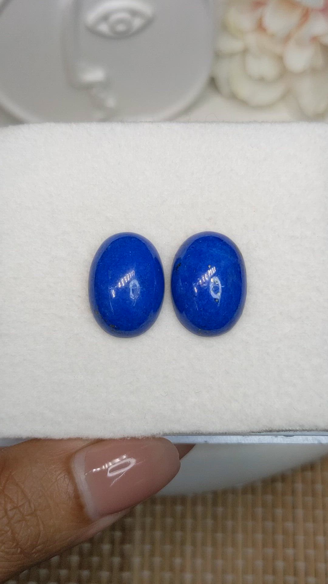 25.86 Ct.Tw.Total Carat Weight Cabochon Lapis Pair from Afghanistan Size Video