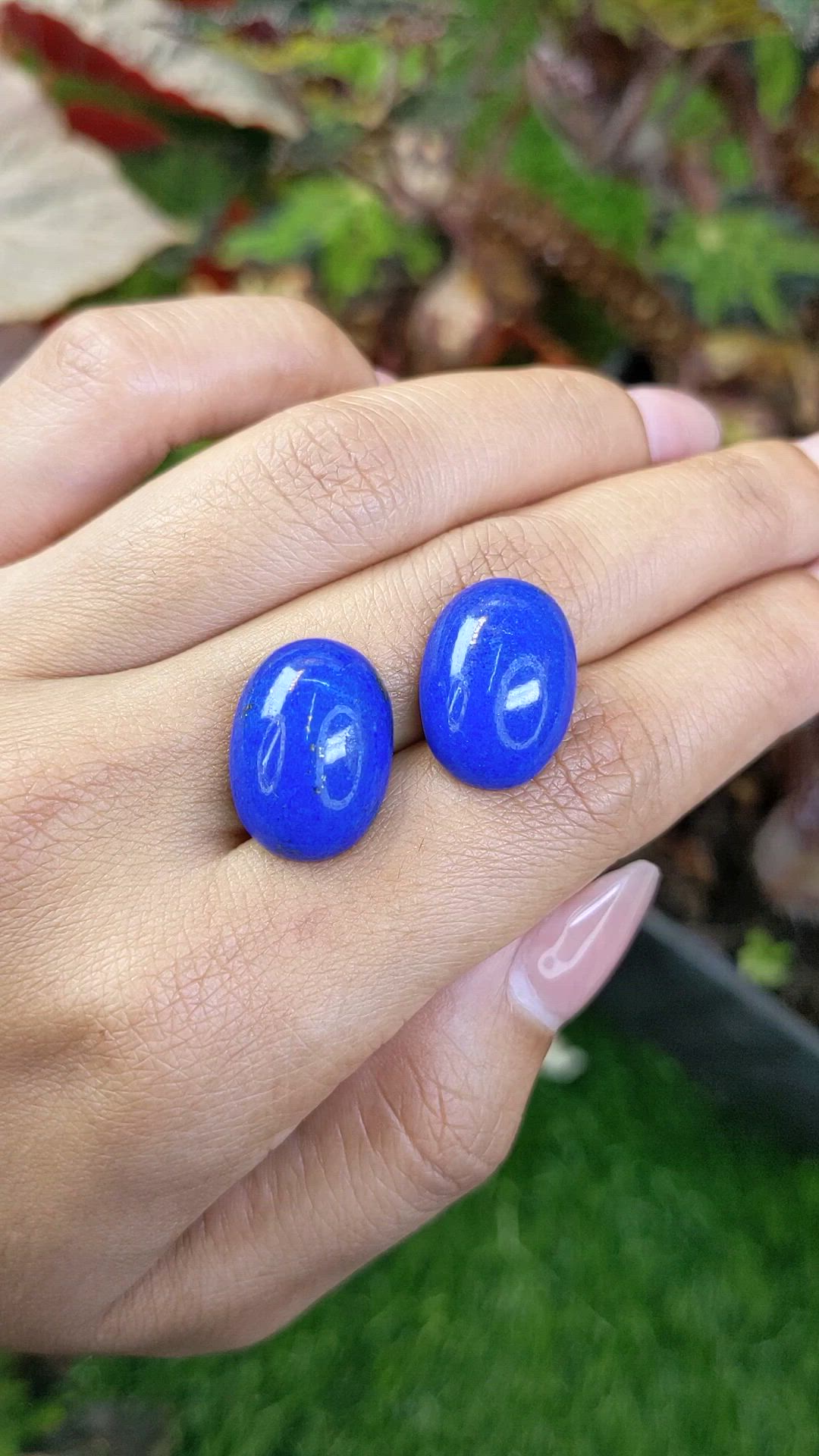 25.86 Ct.Tw.Total Carat Weight Cabochon Lapis Pair from Afghanistan Size Video