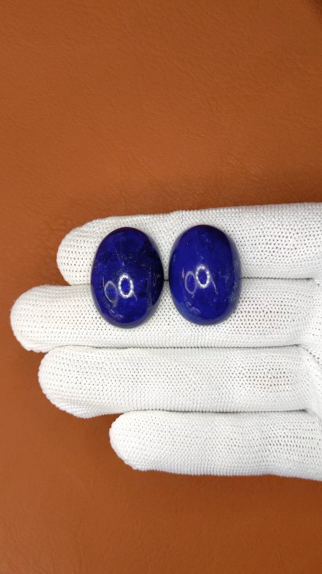 65.32&nbsp;Ct.Tw.Total Carat Weight Cabochon Lapis Pair from Afghanistan Size Video