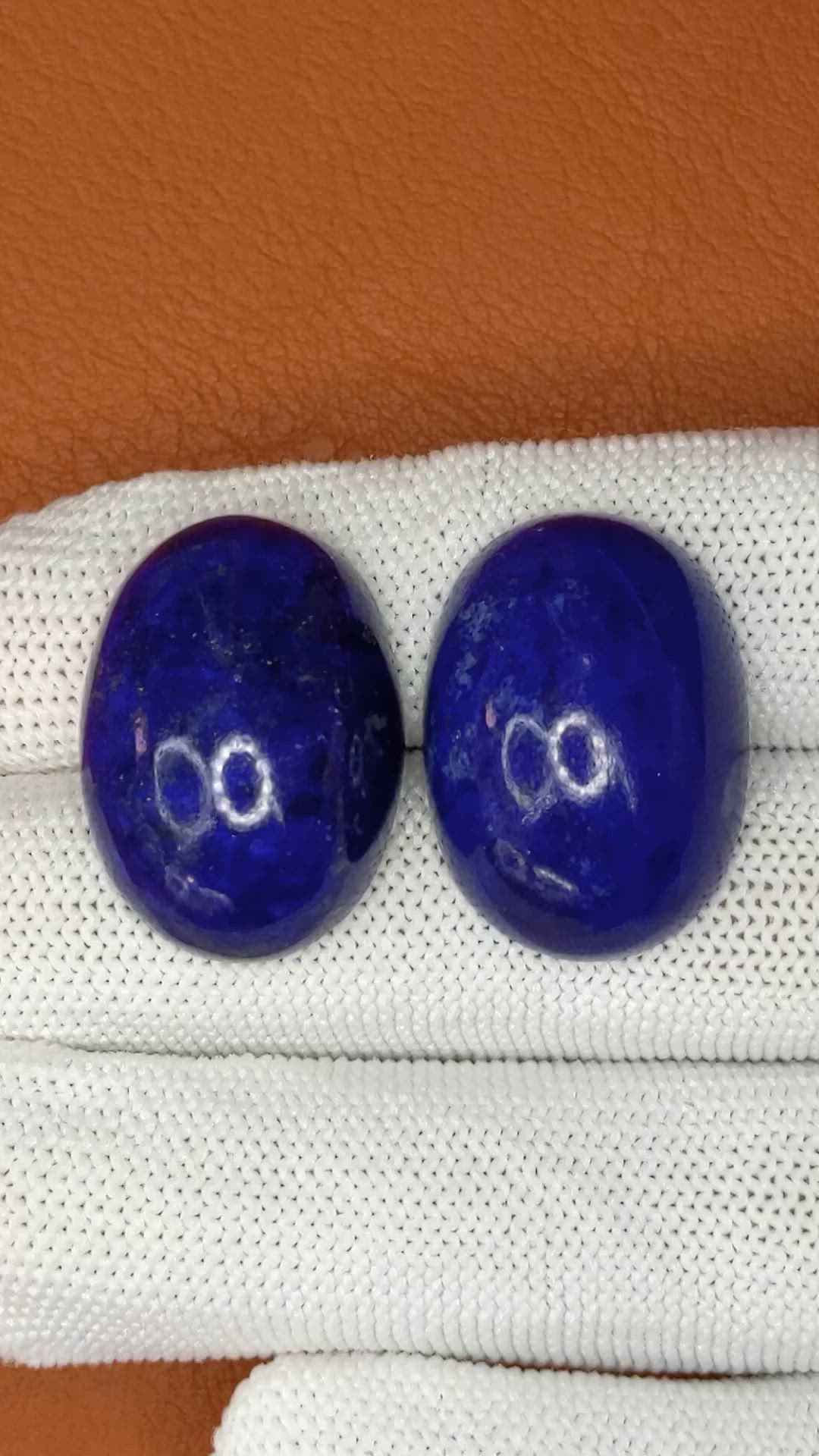 65.32&nbsp;Ct.Tw.Total Carat Weight Cabochon Lapis Pair from Afghanistan Size Video