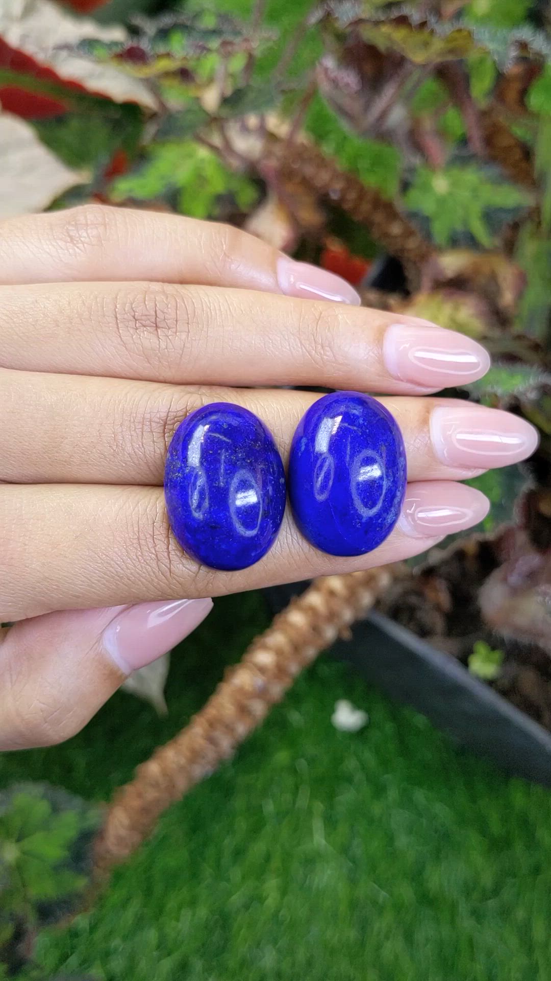65.32&nbsp;Ct.Tw.Total Carat Weight Cabochon Lapis Pair from Afghanistan Size Video