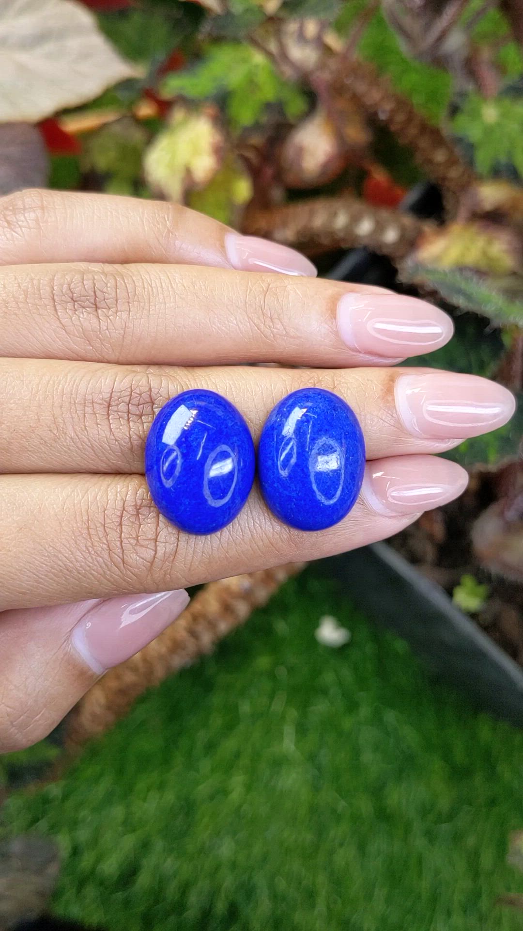 37.03&nbsp;Ct.Tw.Total Carat Weight Cabochon Lapis Pair from Afghanistan Size Video