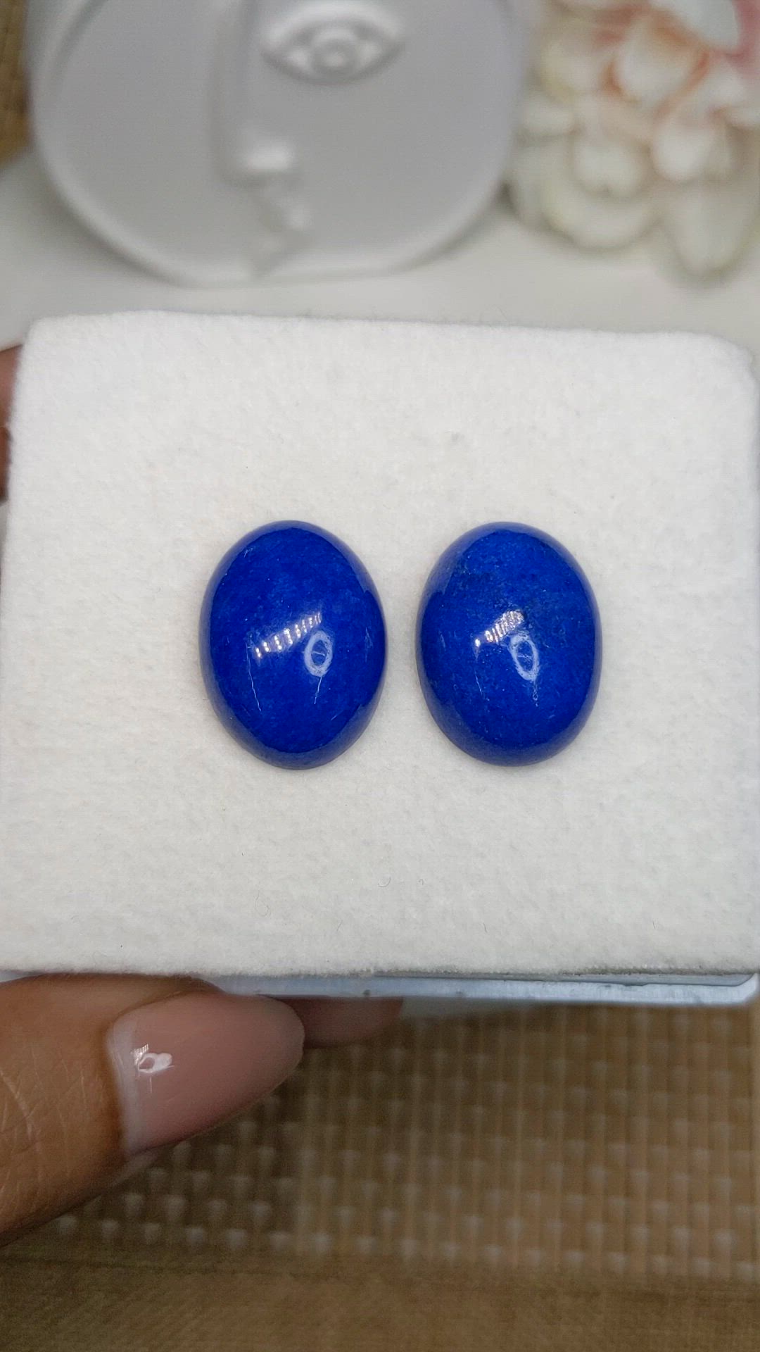 37.03&nbsp;Ct.Tw.Total Carat Weight Cabochon Lapis Pair from Afghanistan Size Video