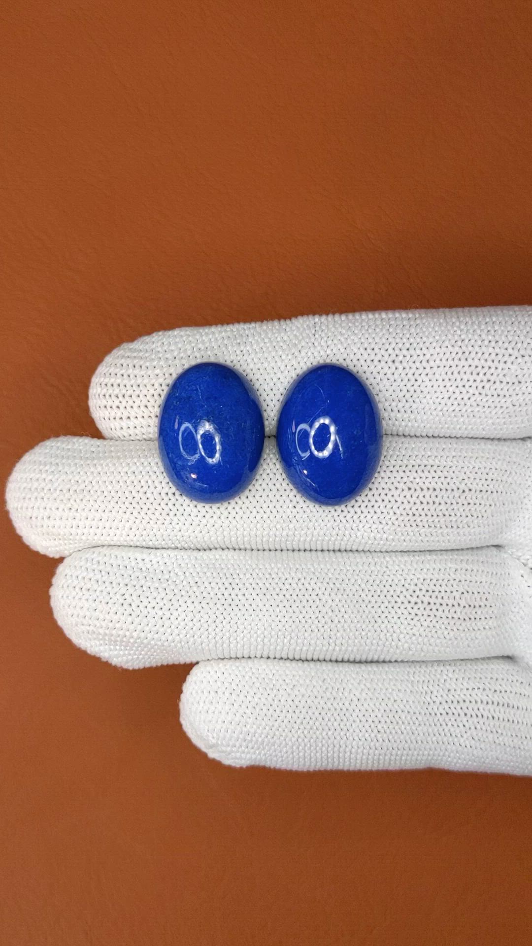 37.03&nbsp;Ct.Tw.Total Carat Weight Cabochon Lapis Pair from Afghanistan Size Video