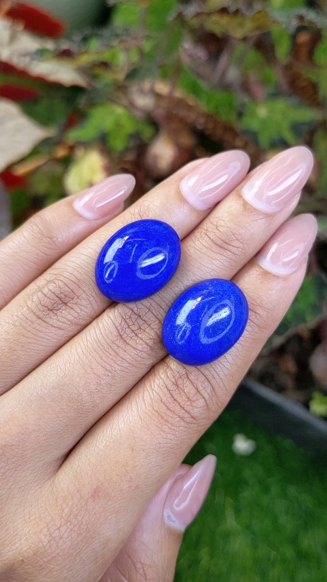 37.03&nbsp;Ct.Tw.Total Carat Weight Cabochon Lapis Pair from Afghanistan Size Video