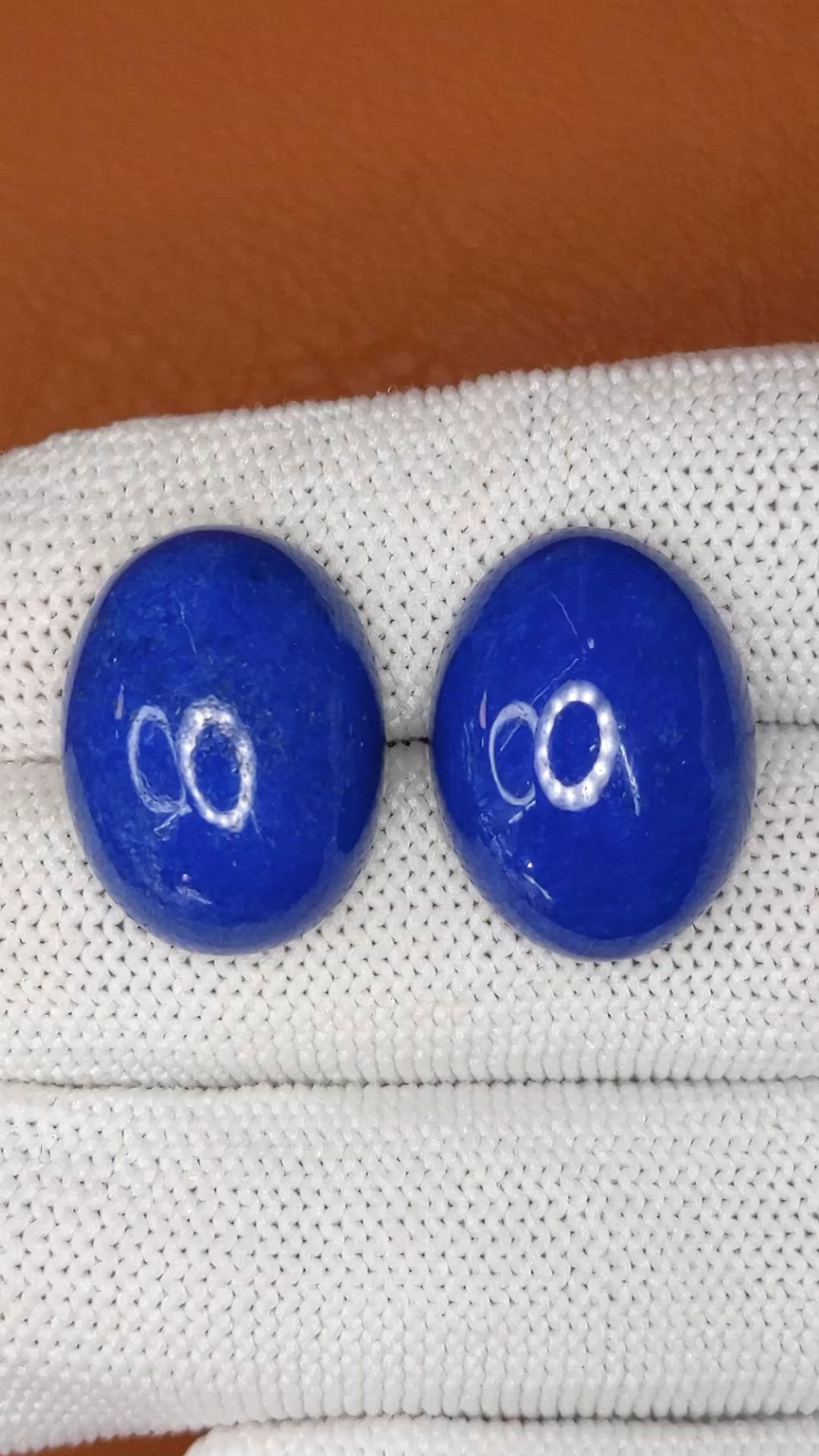 37.03&nbsp;Ct.Tw.Total Carat Weight Cabochon Lapis Pair from Afghanistan Size Video