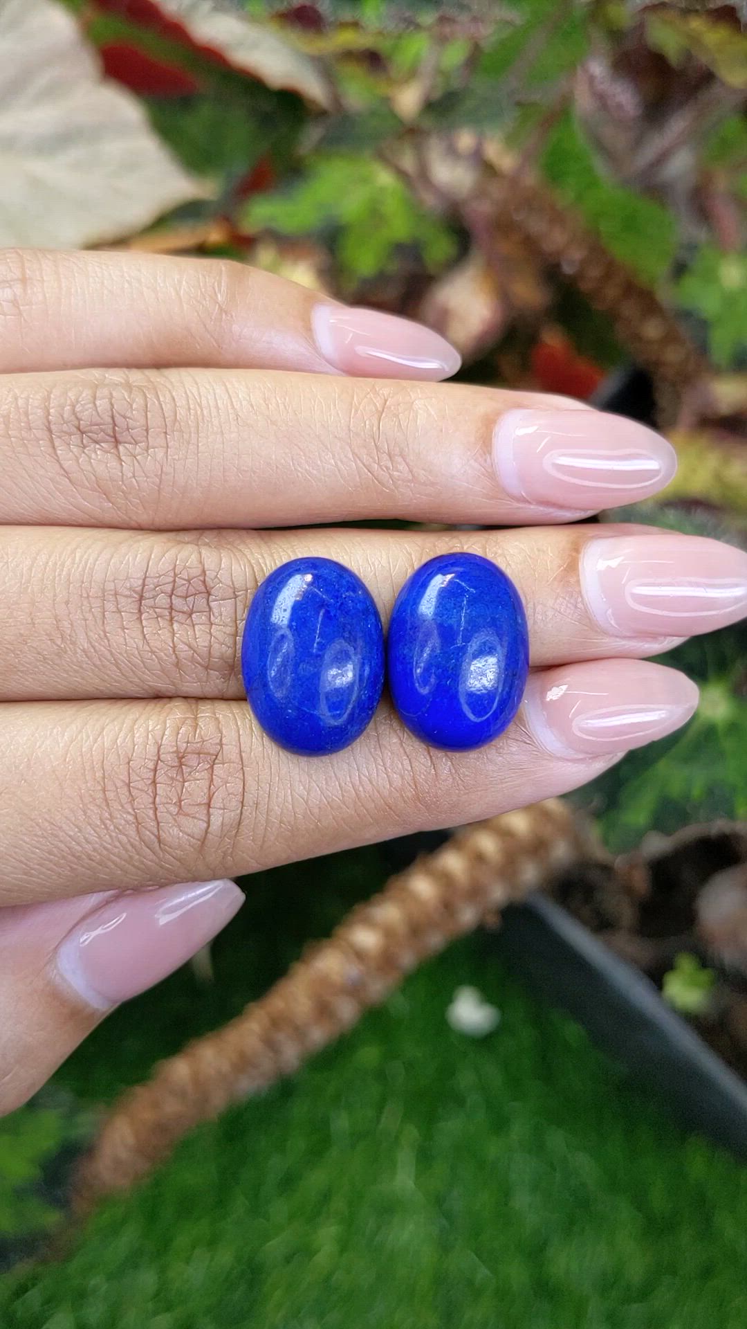 21.23 Ct.Tw.Total Carat Weight Cabochon Lapis Pair from Afghanistan Size Video