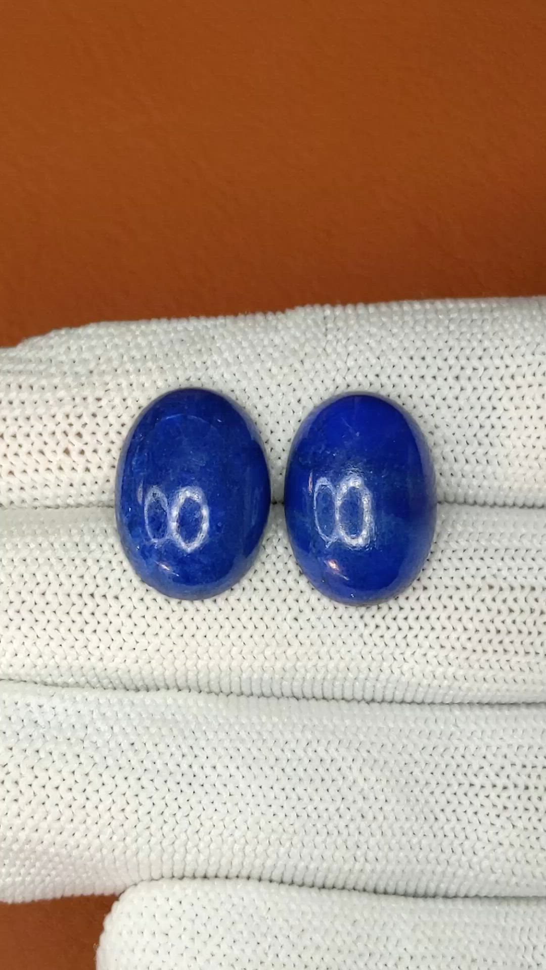 21.23 Ct.Tw.Total Carat Weight Cabochon Lapis Pair from Afghanistan Size Video
