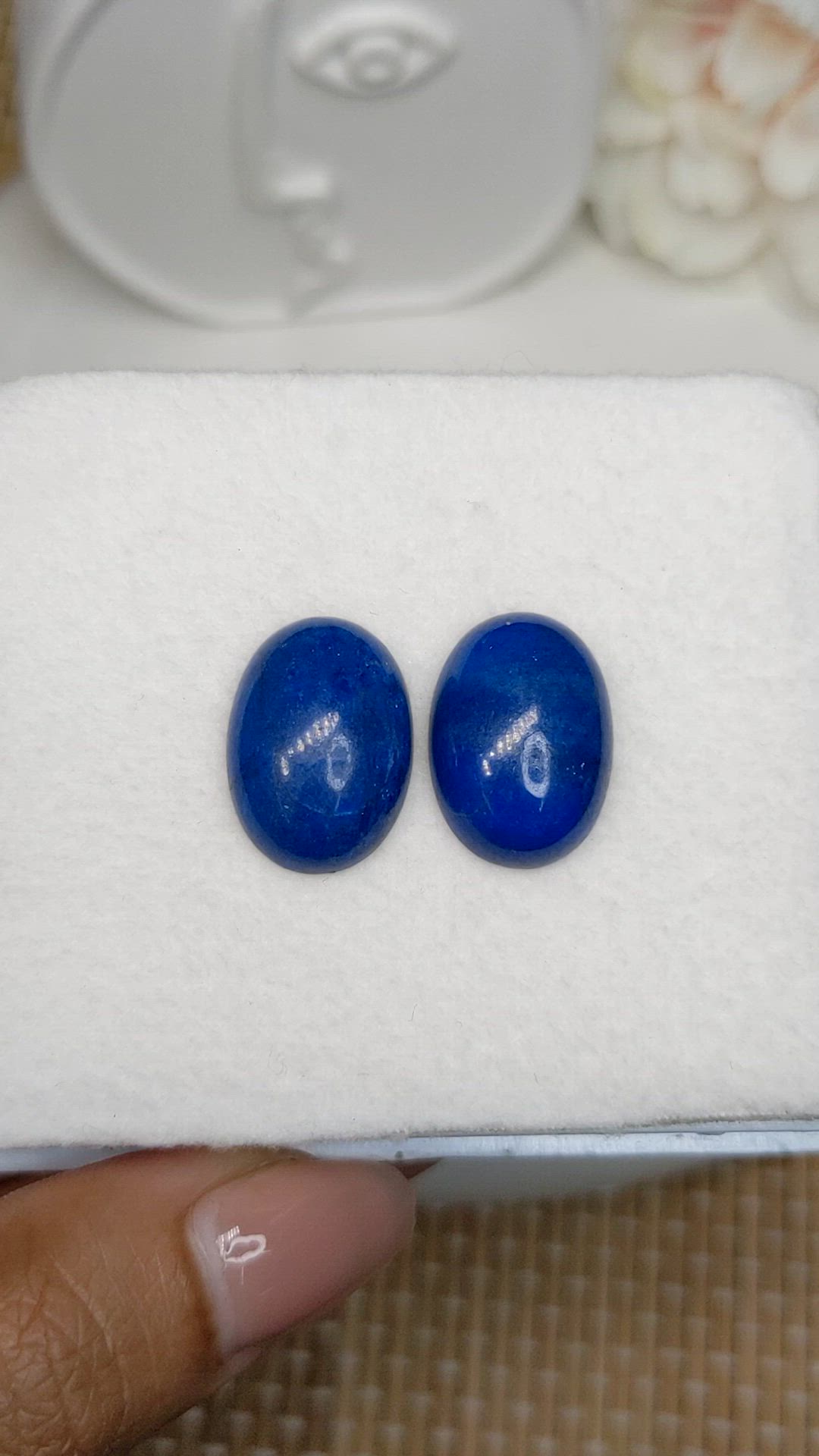 21.23 Ct.Tw.Total Carat Weight Cabochon Lapis Pair from Afghanistan Size Video