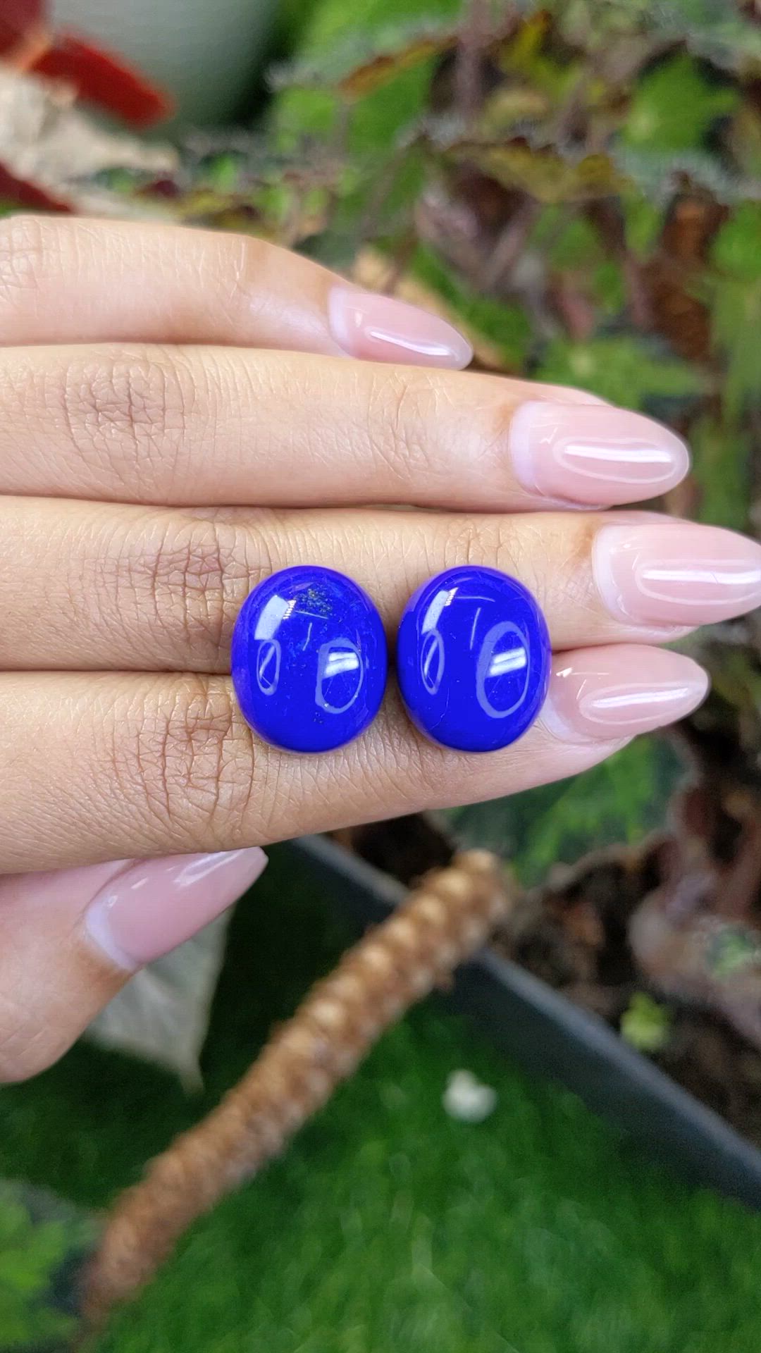 43.45&nbsp;Ct.Tw.Total Carat Weight Cabochon Lapis Pair from Afghanistan Size Video