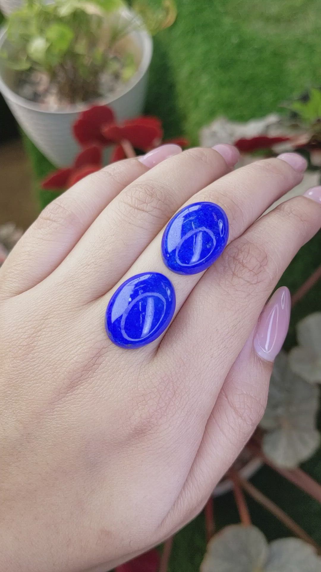 33.79&nbsp;Ct.Tw.Total Carat Weight Cabochon Lapis Pair from Afghanistan Size Video