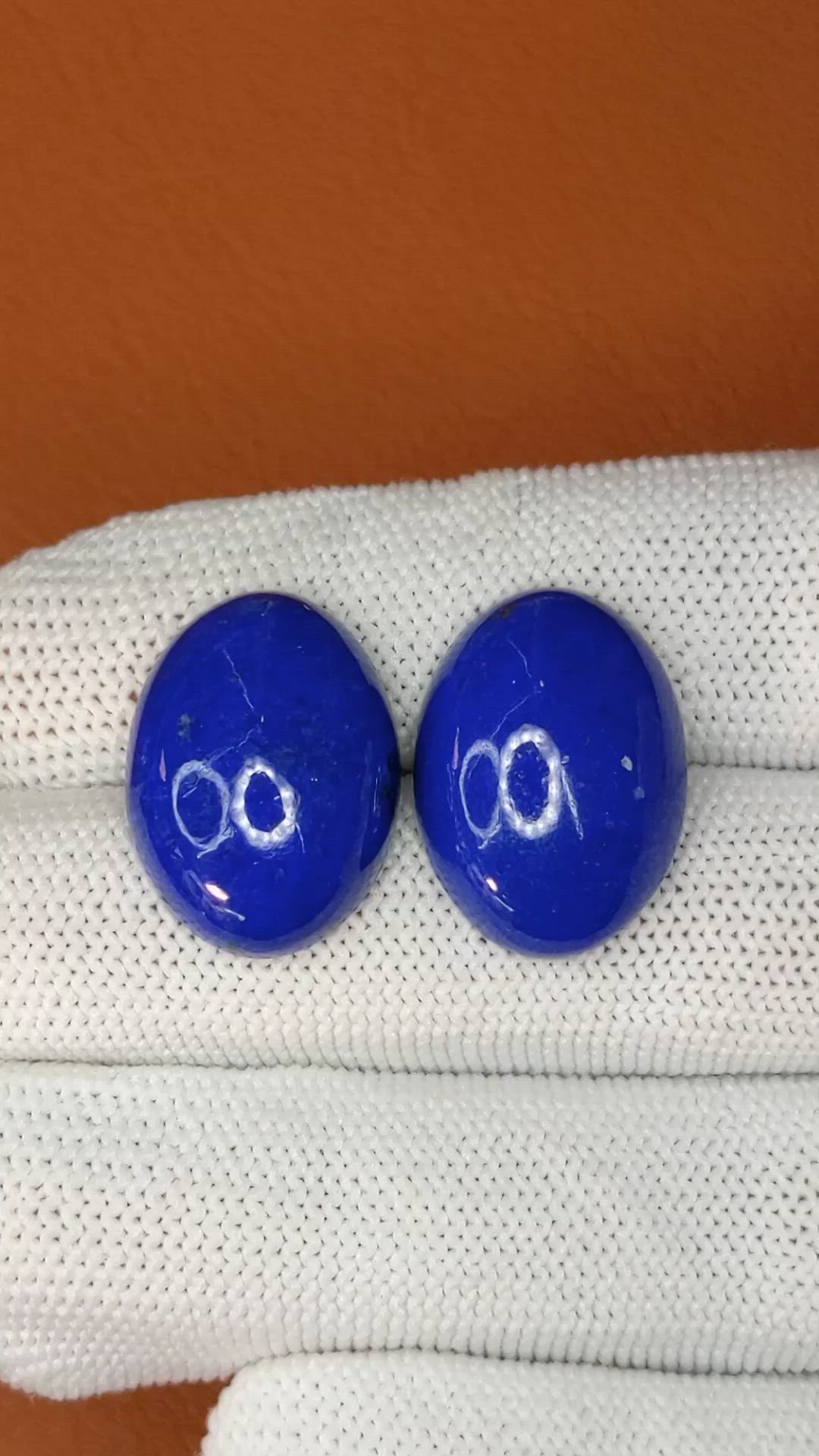 33.79&nbsp;Ct.Tw.Total Carat Weight Cabochon Lapis Pair from Afghanistan Size Video