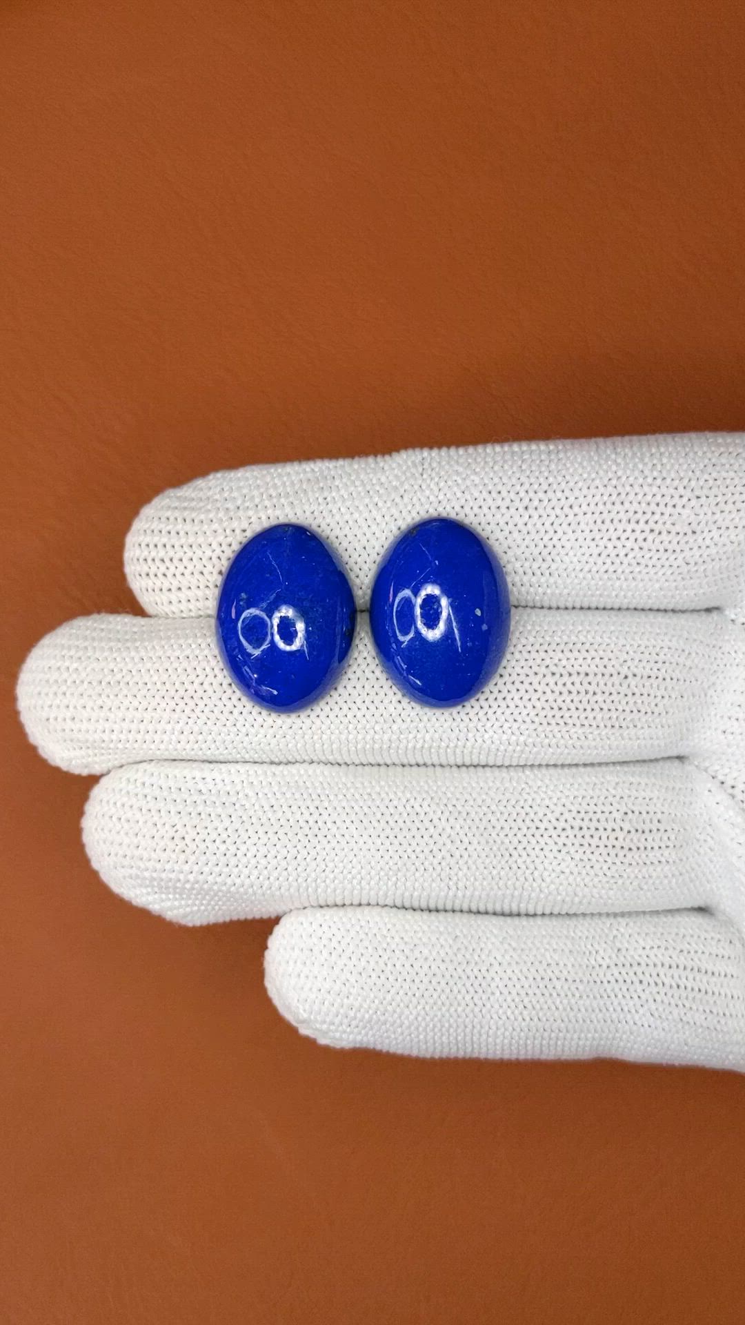 33.79&nbsp;Ct.Tw.Total Carat Weight Cabochon Lapis Pair from Afghanistan Size Video