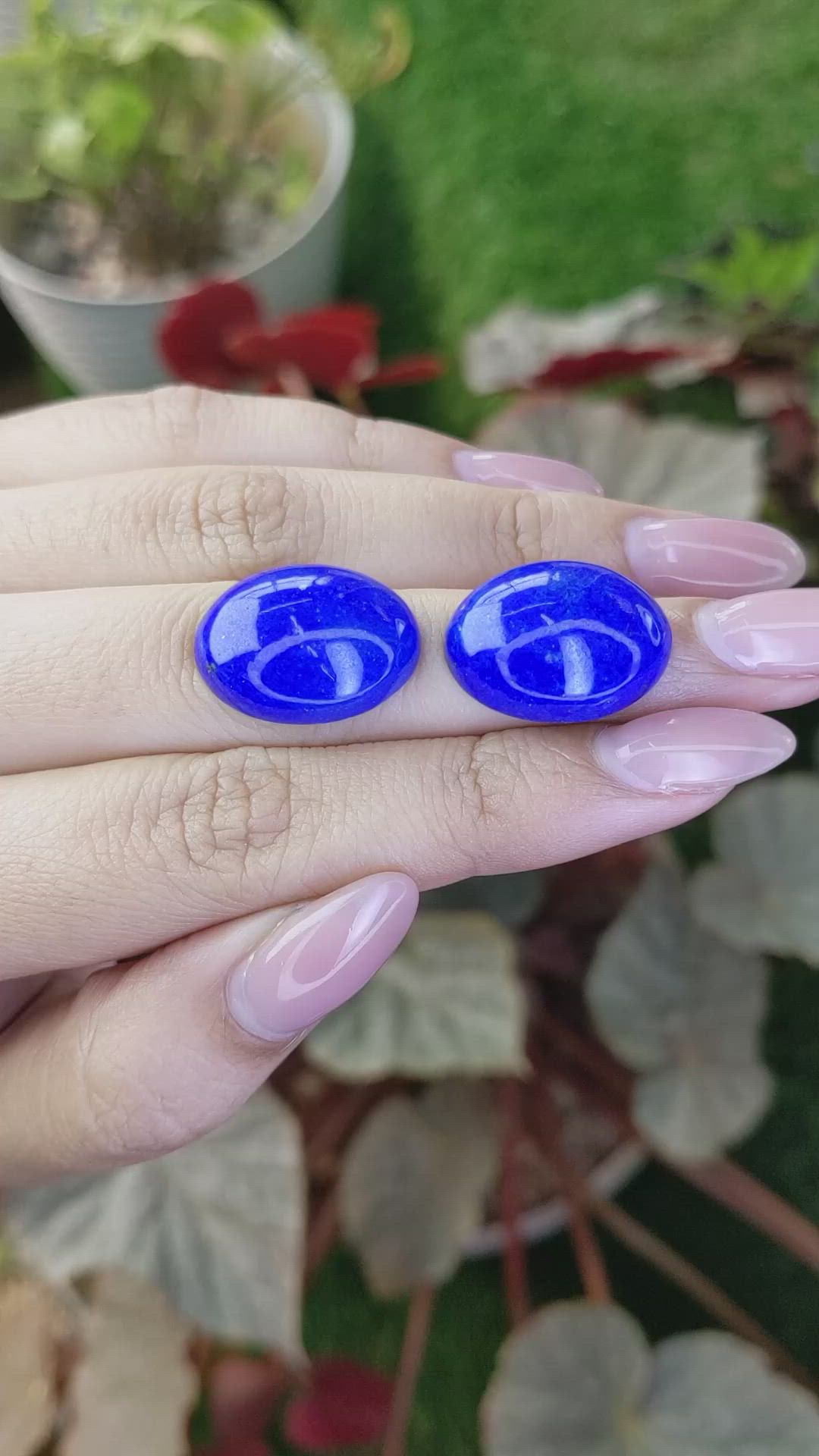 33.79&nbsp;Ct.Tw.Total Carat Weight Cabochon Lapis Pair from Afghanistan Size Video
