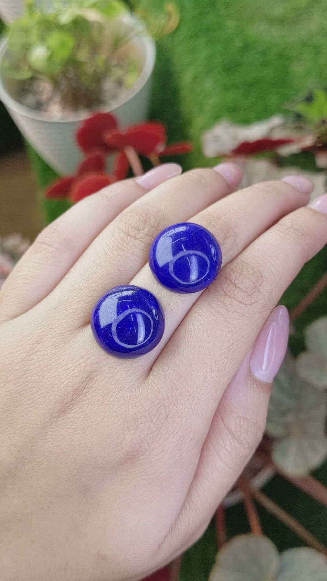 40.87&nbsp;Ct.Tw.Total Carat Weight Cabochon Lapis Pair from Afghanistan Size Video