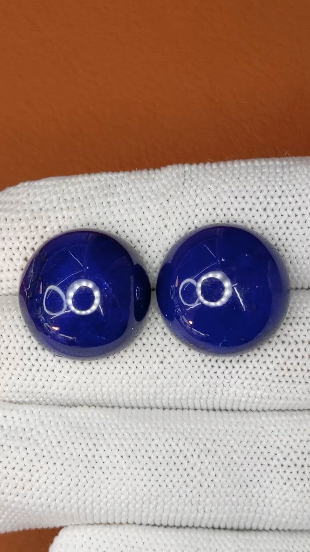 40.87&nbsp;Ct.Tw.Total Carat Weight Cabochon Lapis Pair from Afghanistan Size Video