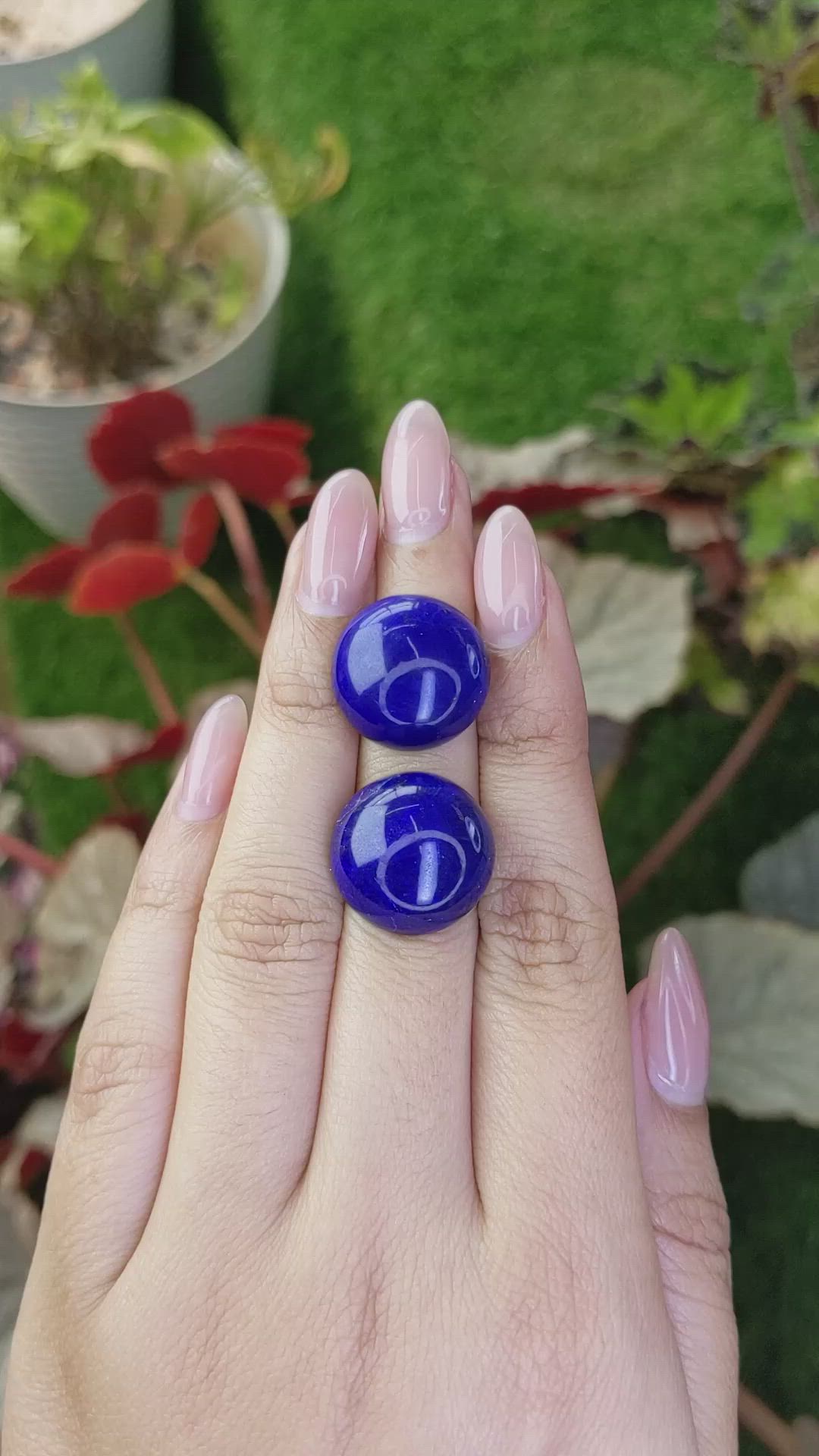 40.87&nbsp;Ct.Tw.Total Carat Weight Cabochon Lapis Pair from Afghanistan Size Video