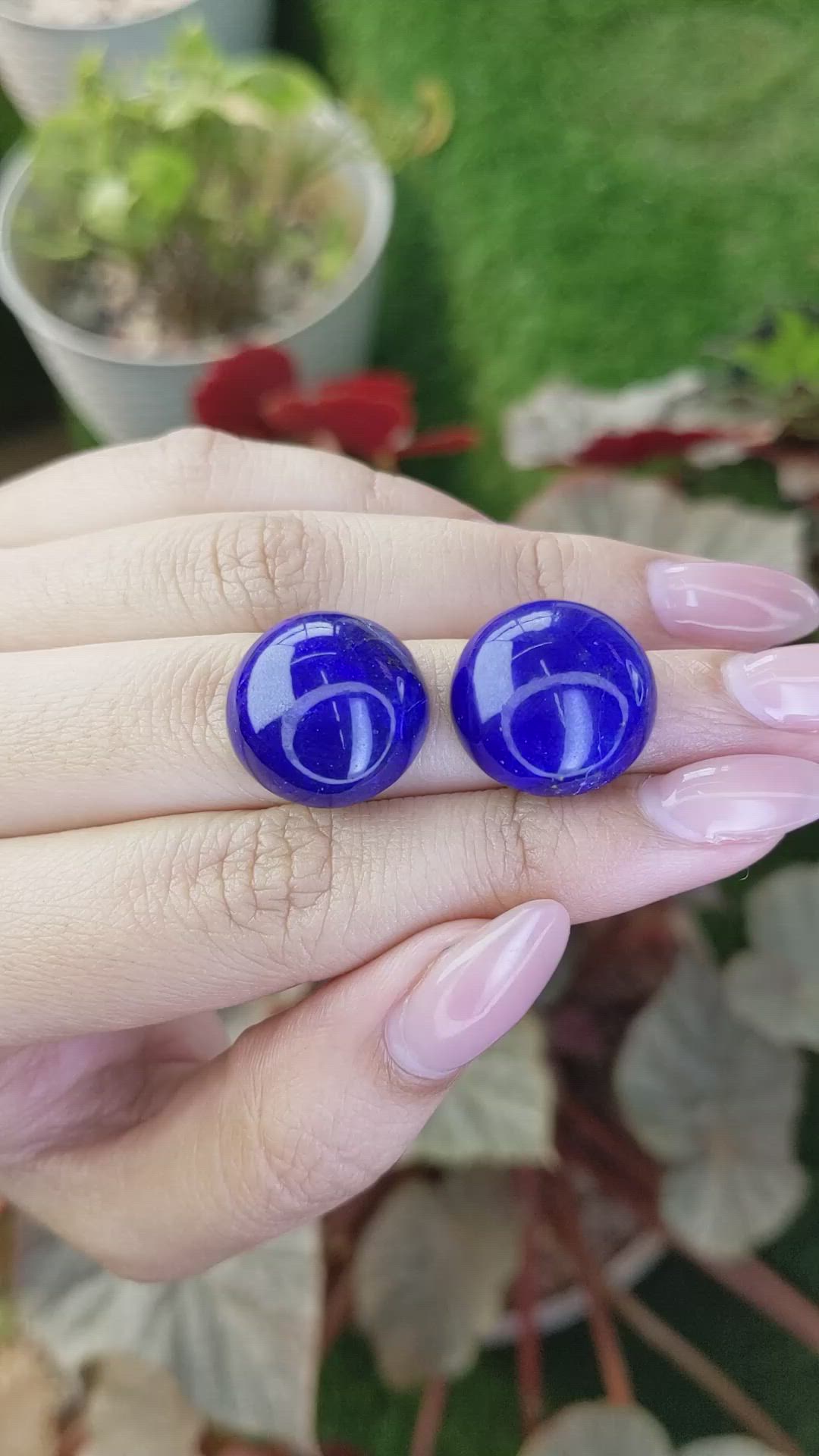 40.87&nbsp;Ct.Tw.Total Carat Weight Cabochon Lapis Pair from Afghanistan Size Video