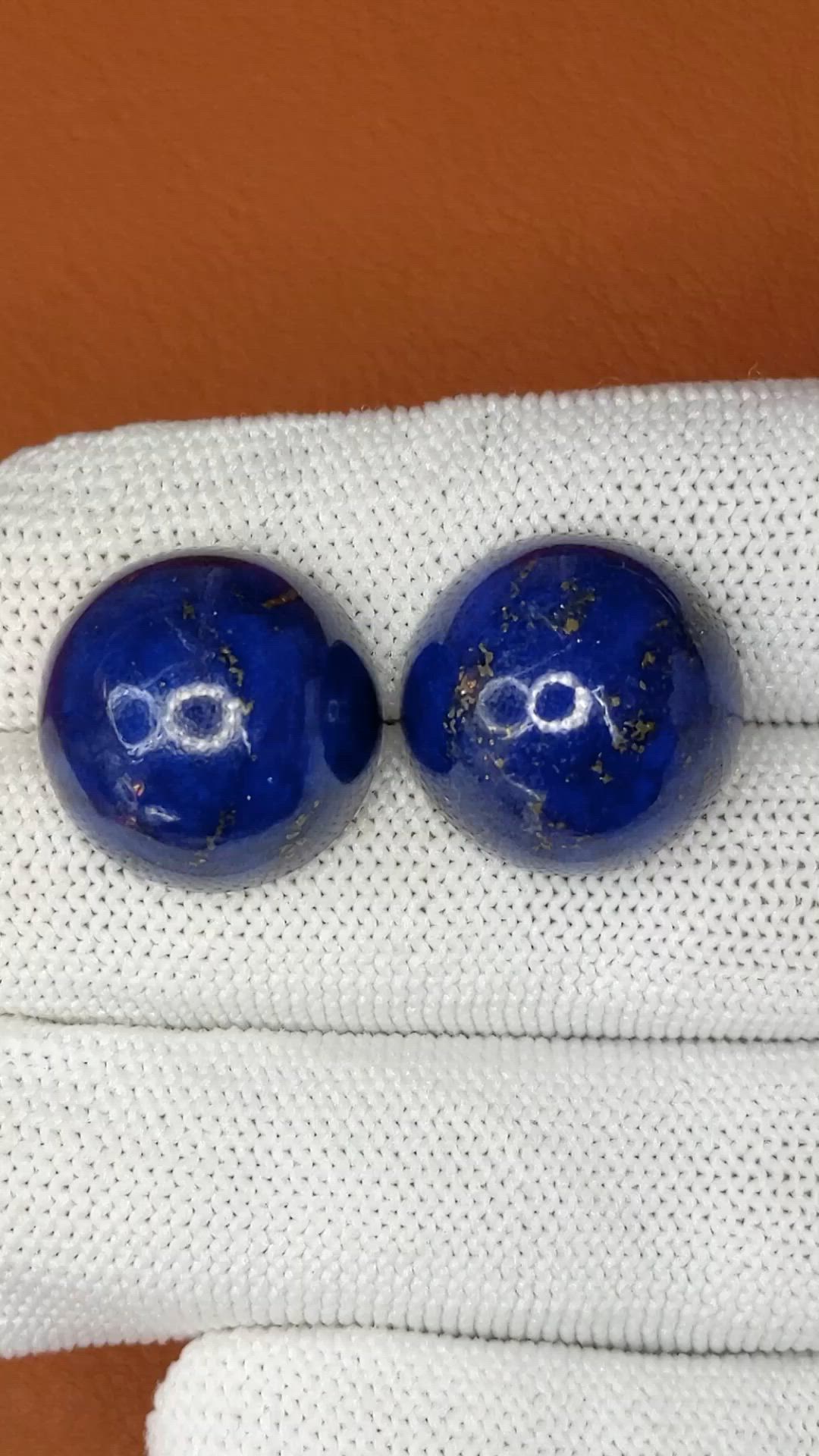 51.46 Ct.Tw.Total Carat Weight Cabochon Lapis Pair from Afghanistan Size Video