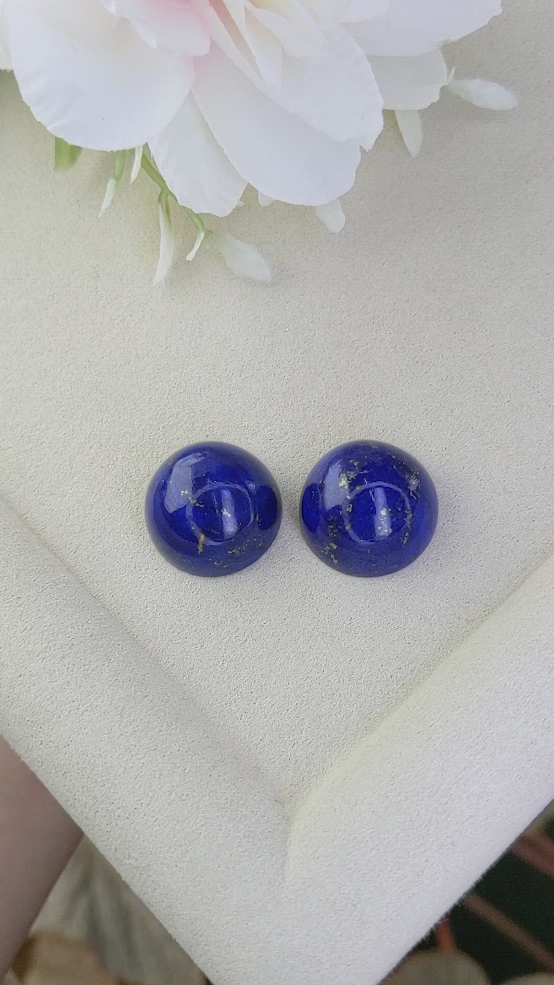 51.46 Ct.Tw.Total Carat Weight Cabochon Lapis Pair from Afghanistan Size Video