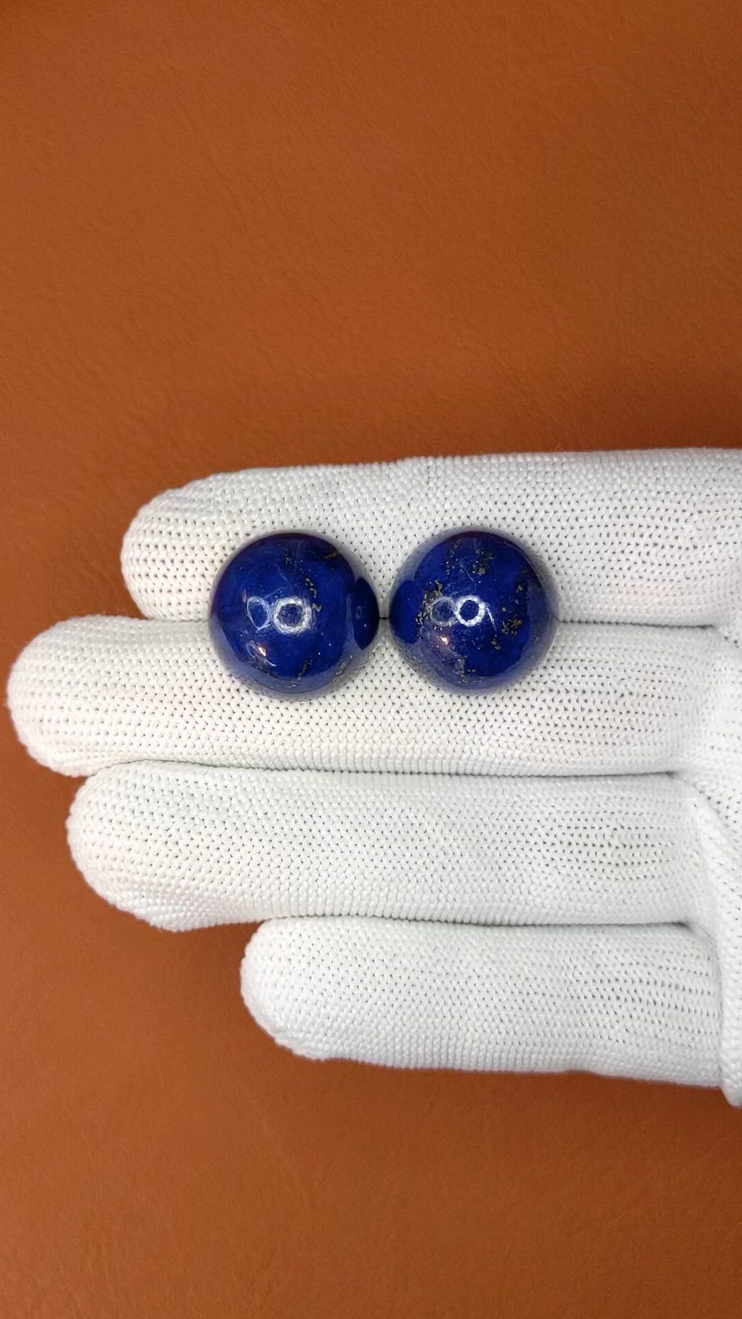 51.46 Ct.Tw.Total Carat Weight Cabochon Lapis Pair from Afghanistan Size Video