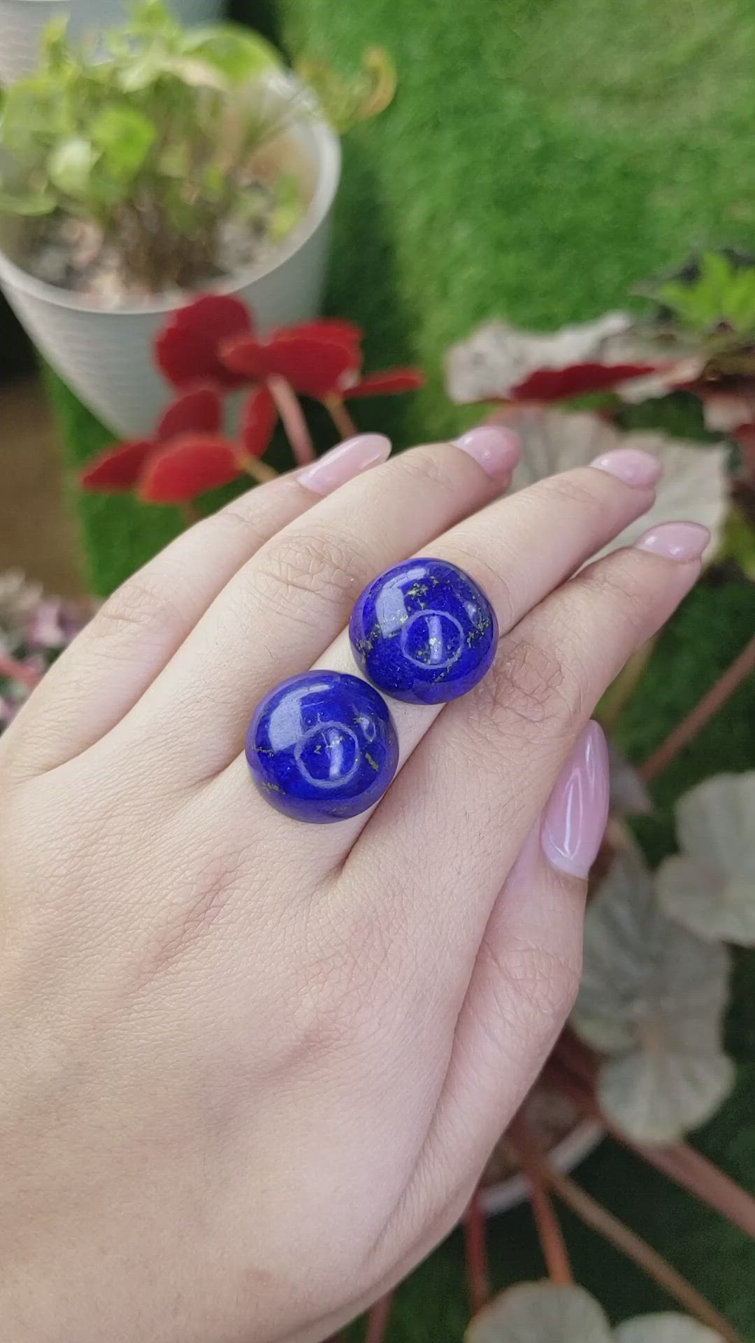 51.46 Ct.Tw.Total Carat Weight Cabochon Lapis Pair from Afghanistan Size Video