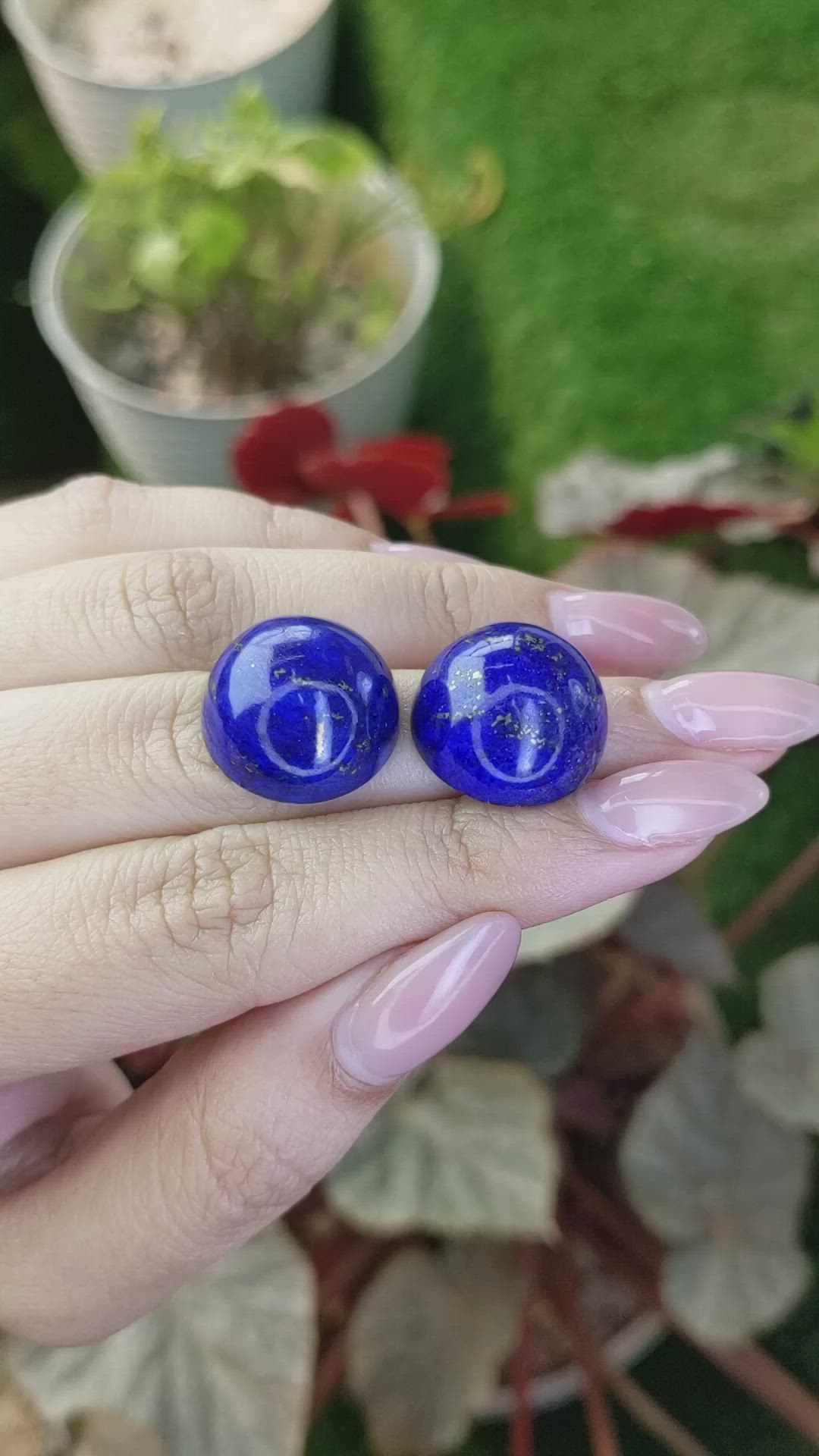 51.46 Ct.Tw.Total Carat Weight Cabochon Lapis Pair from Afghanistan Size Video