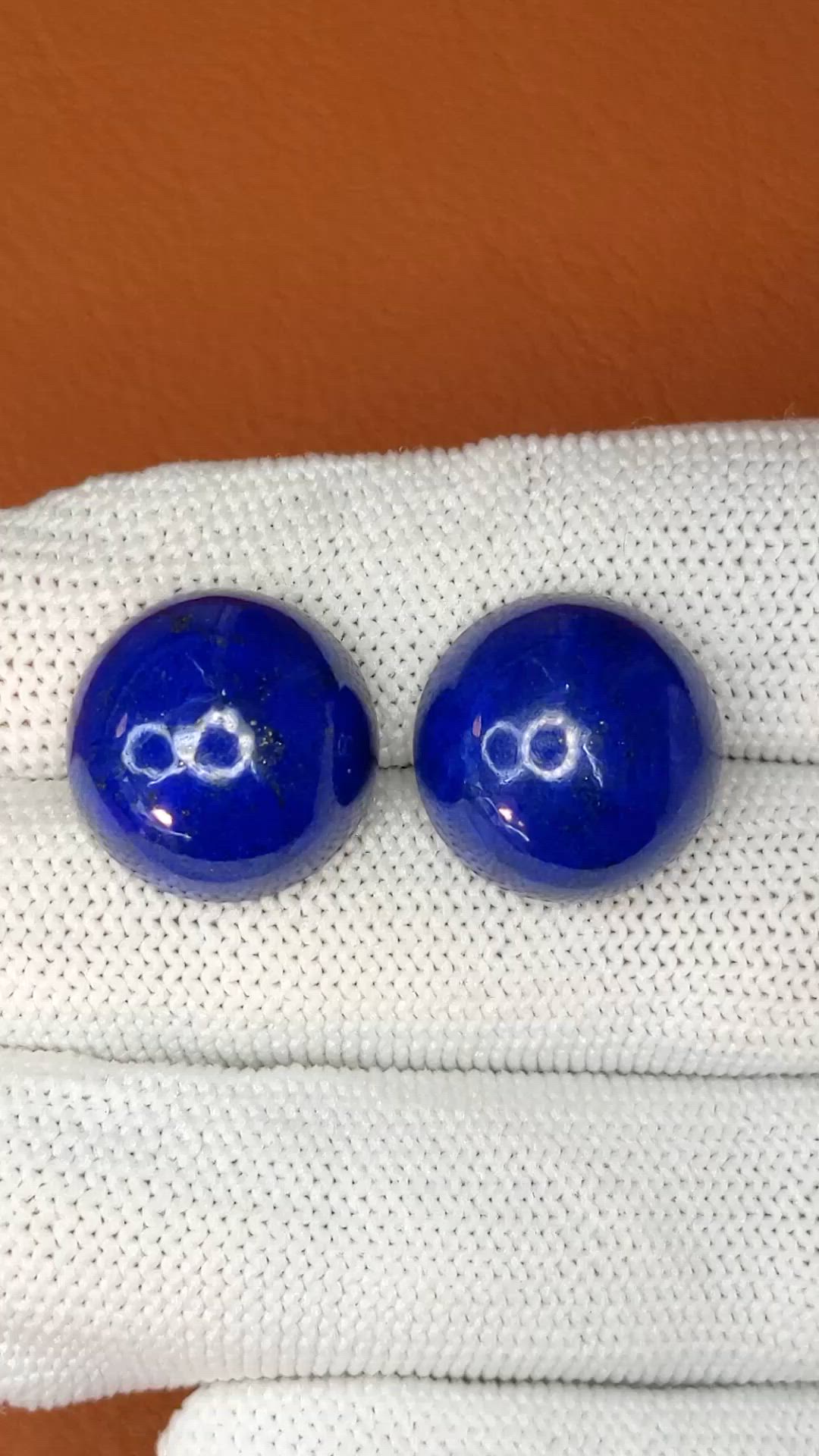 33.33&nbsp;Ct.Tw.Total Carat Weight Cabochon Lapis Pair from Afghanistan Size Video