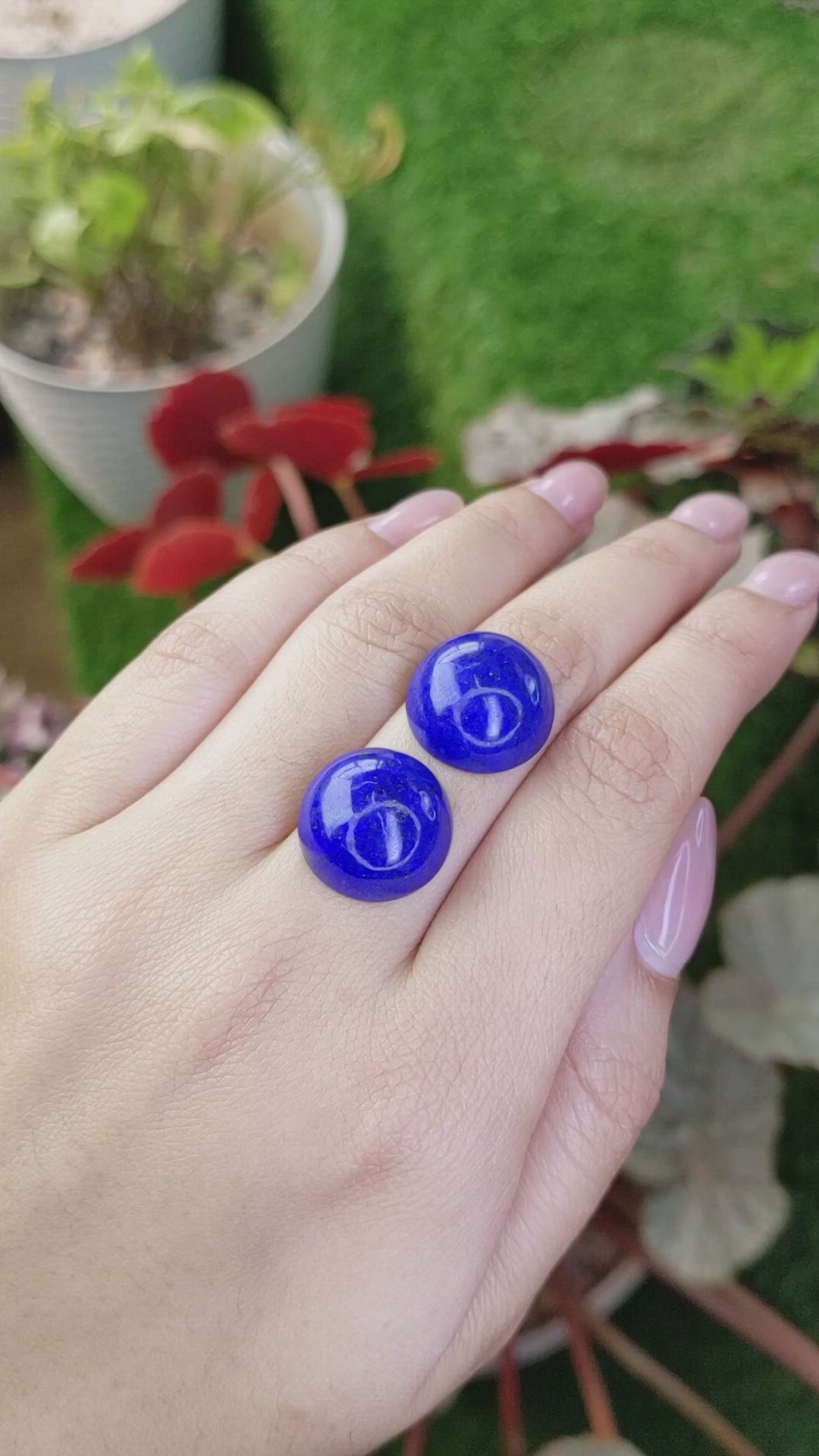 33.33&nbsp;Ct.Tw.Total Carat Weight Cabochon Lapis Pair from Afghanistan Size Video