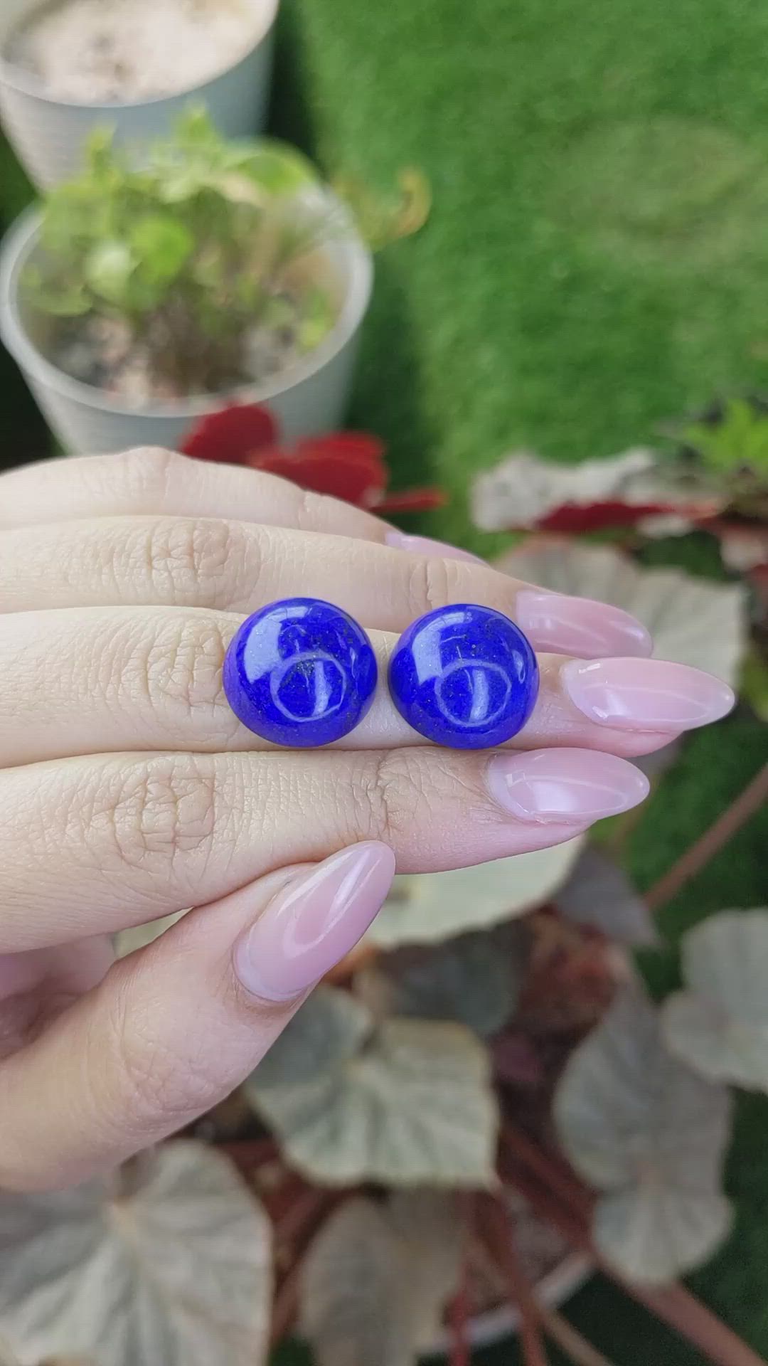 33.33&nbsp;Ct.Tw.Total Carat Weight Cabochon Lapis Pair from Afghanistan Size Video