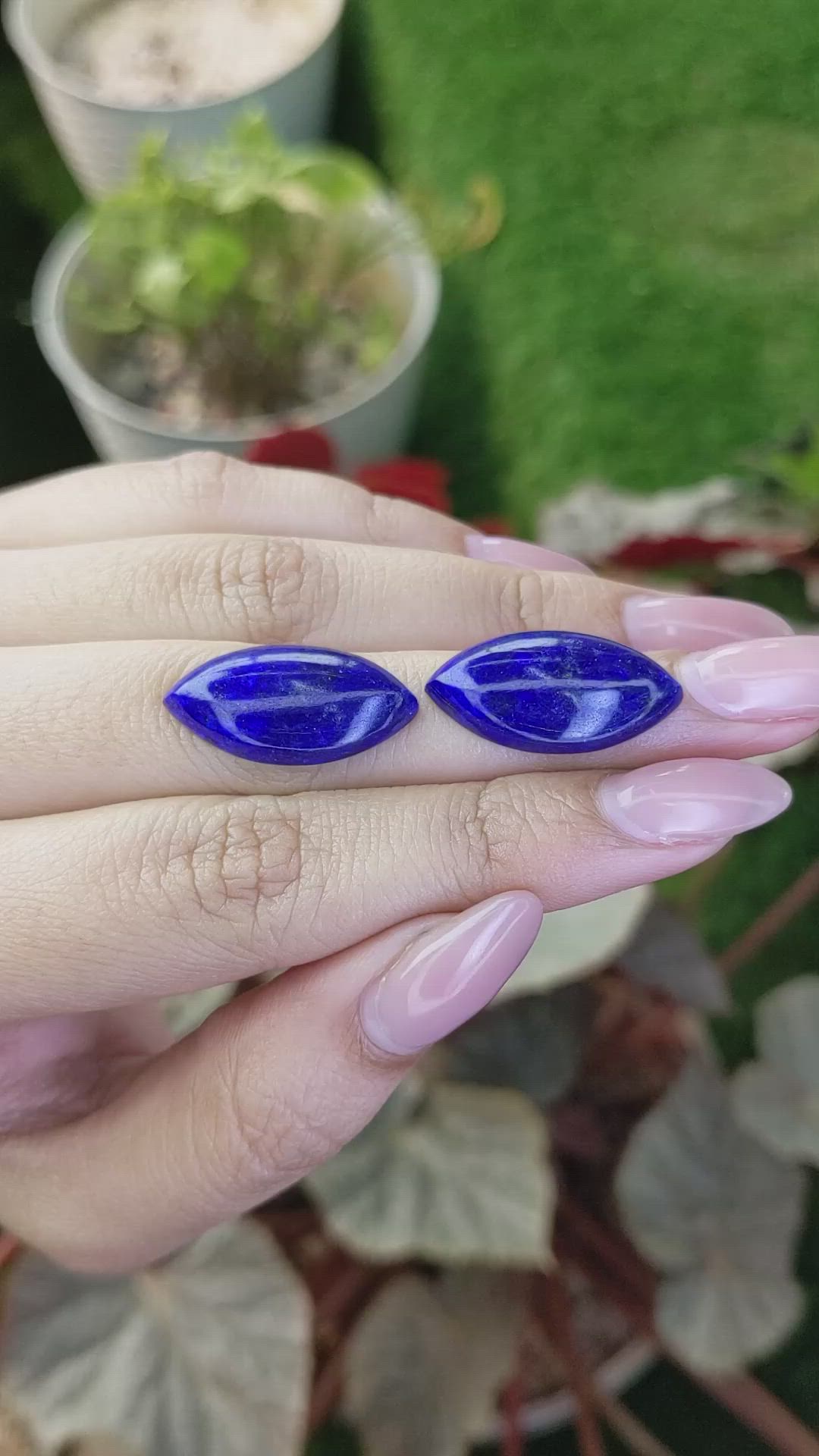 23.29 Ct.Tw.Total Carat Weight Cabochon Lapis Pair from Afghanistan Size Video