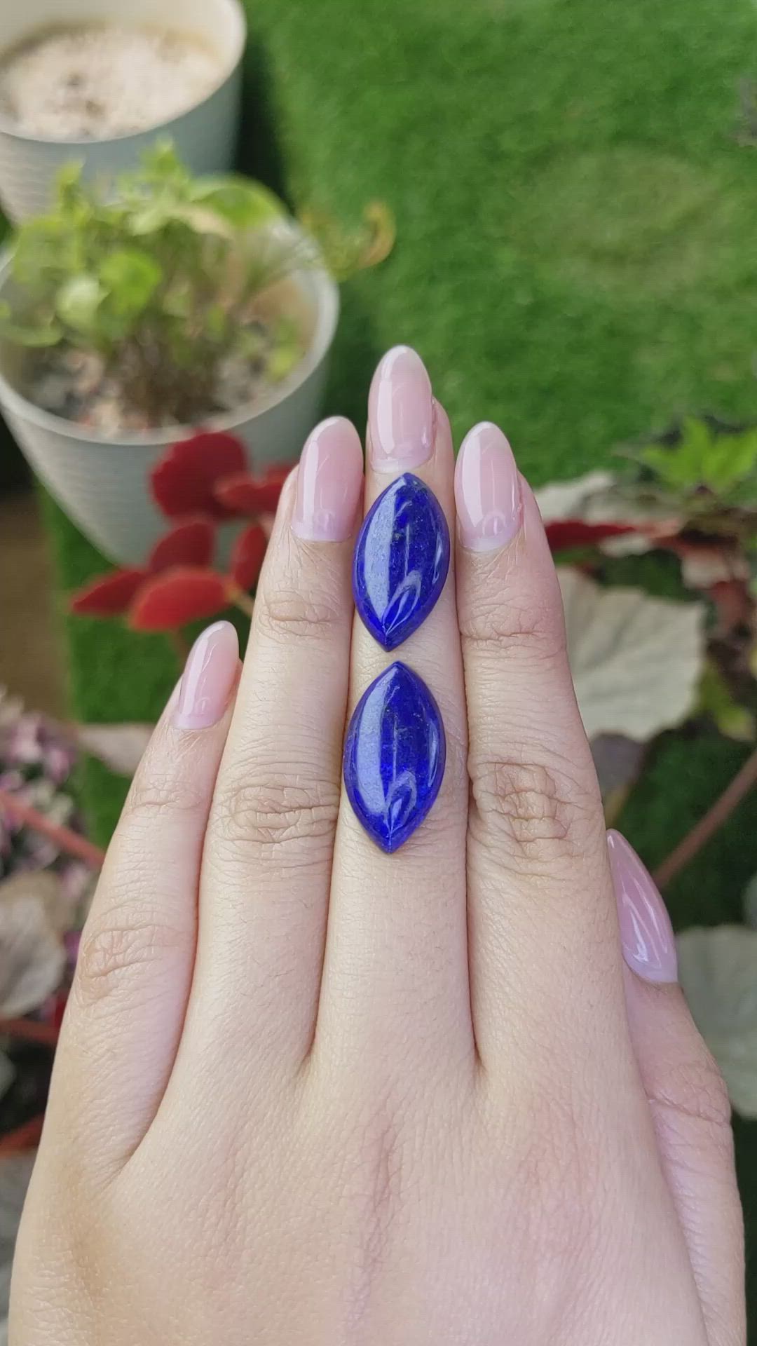 23.29 Ct.Tw.Total Carat Weight Cabochon Lapis Pair from Afghanistan Size Video
