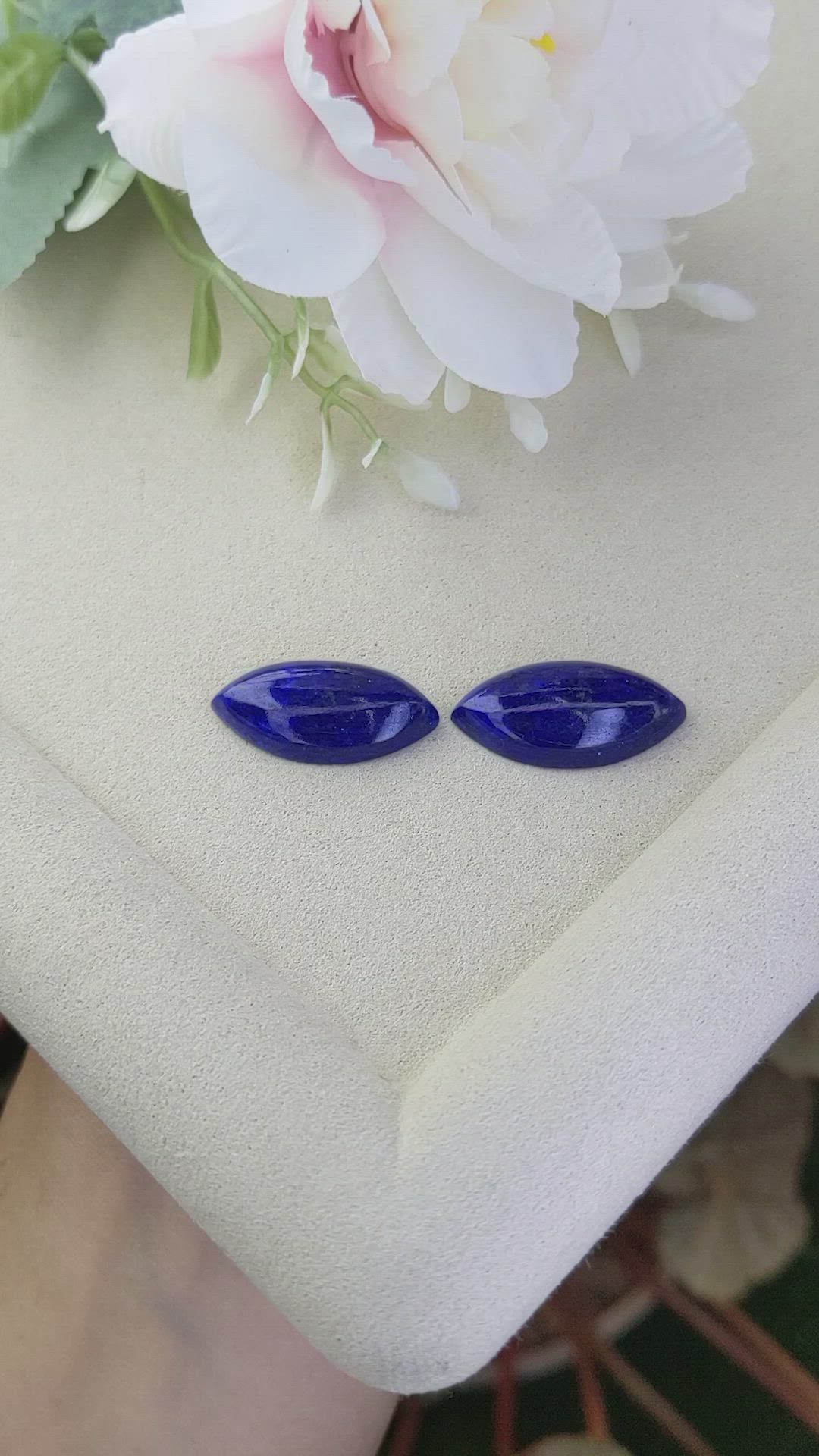 23.29 Ct.Tw.Total Carat Weight Cabochon Lapis Pair from Afghanistan Size Video