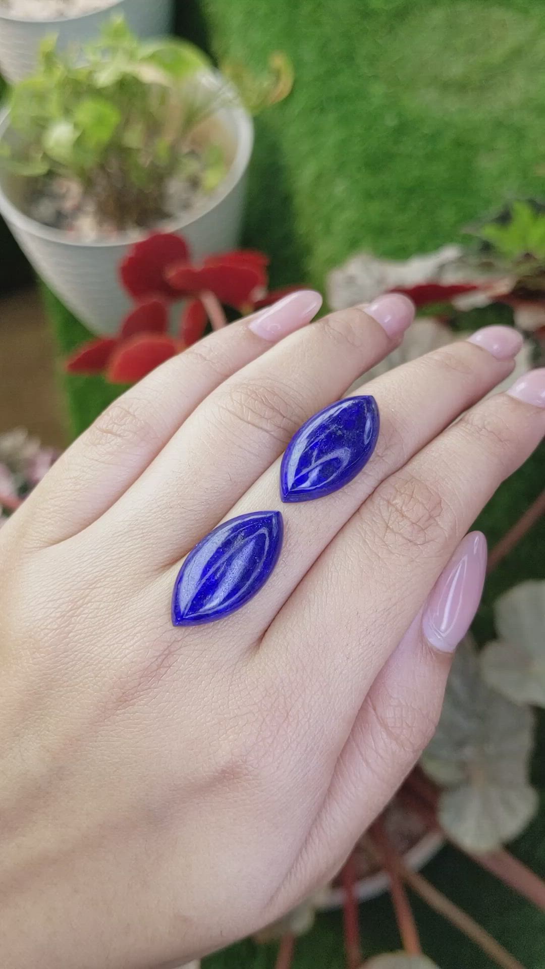 23.29 Ct.Tw.Total Carat Weight Cabochon Lapis Pair from Afghanistan Size Video