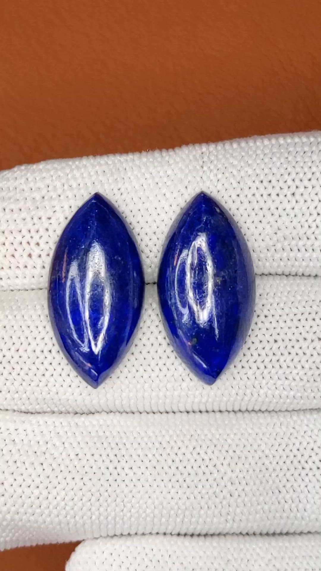 23.29 Ct.Tw.Total Carat Weight Cabochon Lapis Pair from Afghanistan Size Video