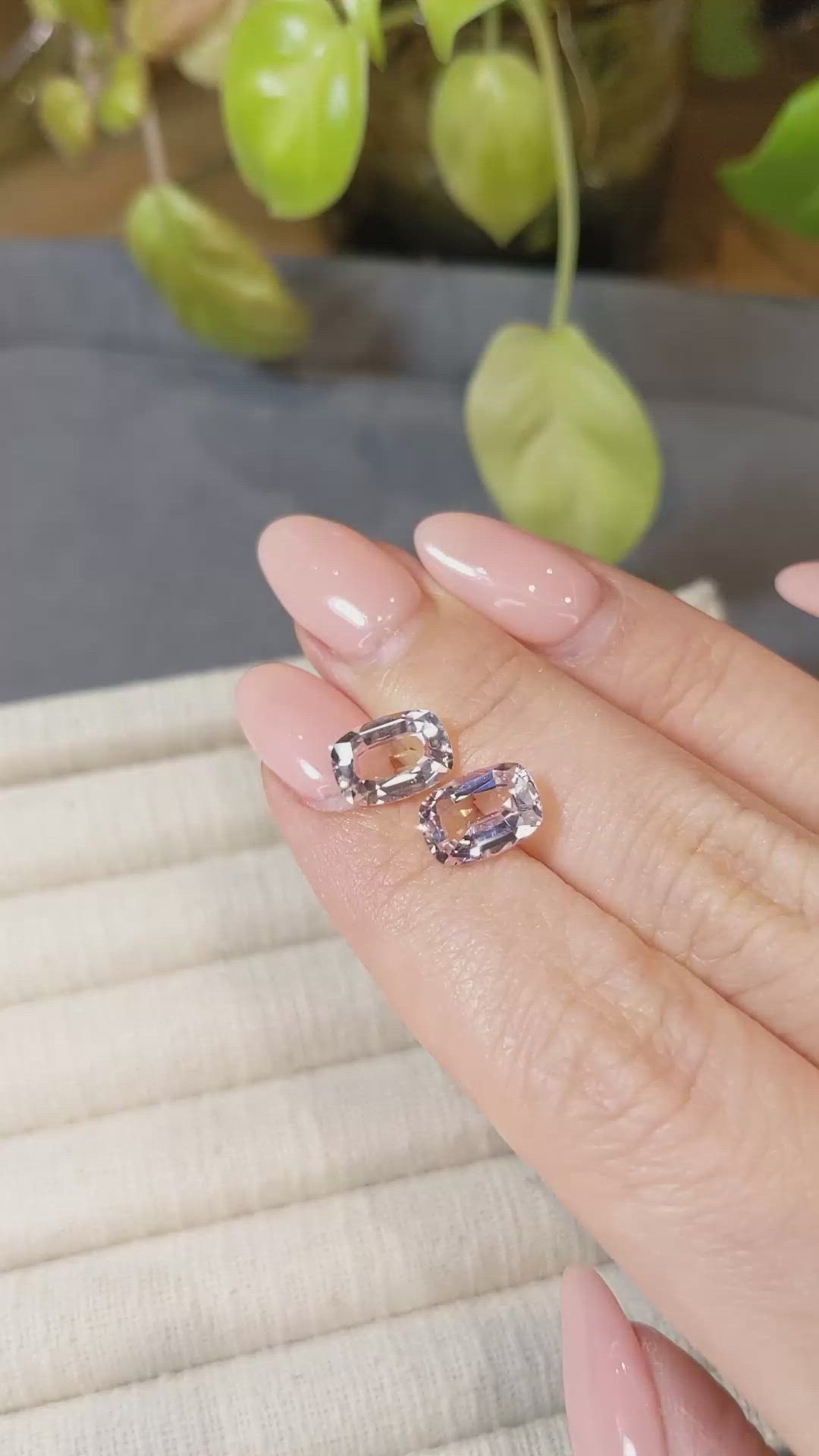 3.76 Ct.Tw.Total Carat Weight Pink Morganite Pair from Brazil Size Video