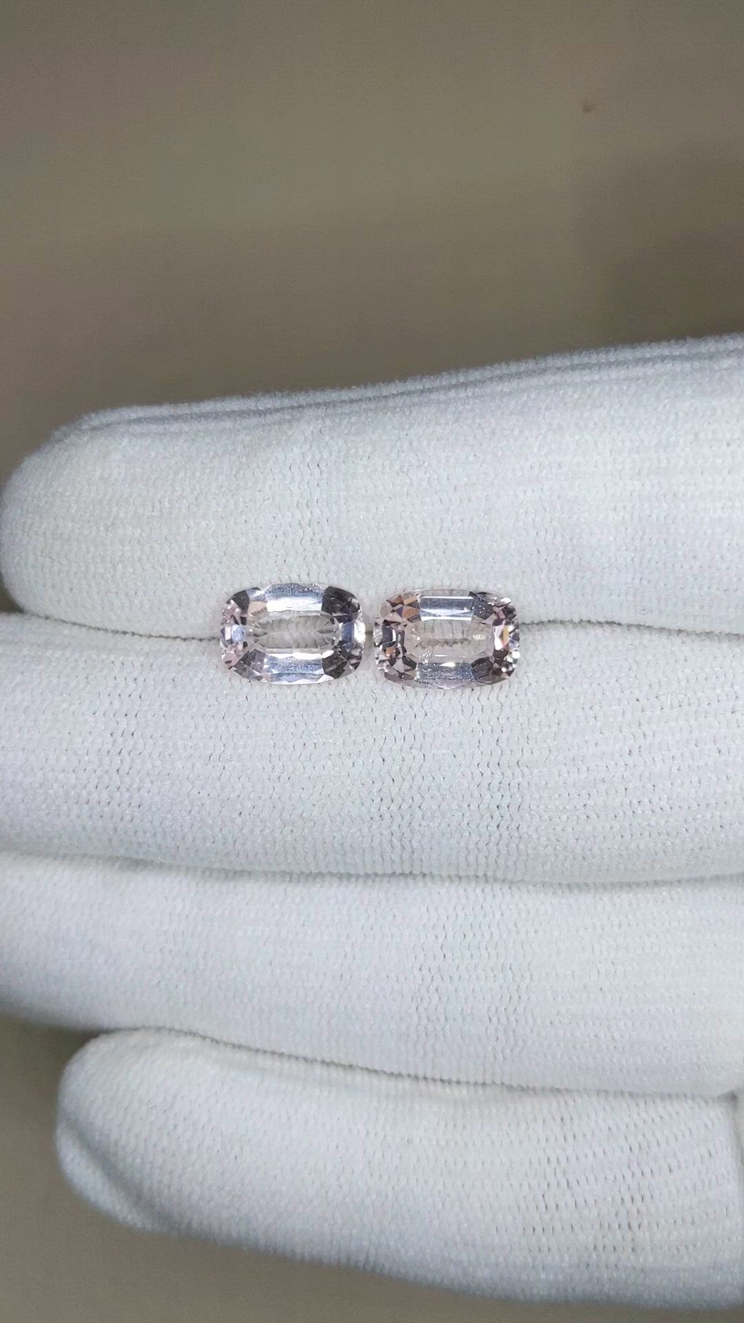3.76 Ct.Tw.Total Carat Weight Pink Morganite Pair from Brazil Size Video