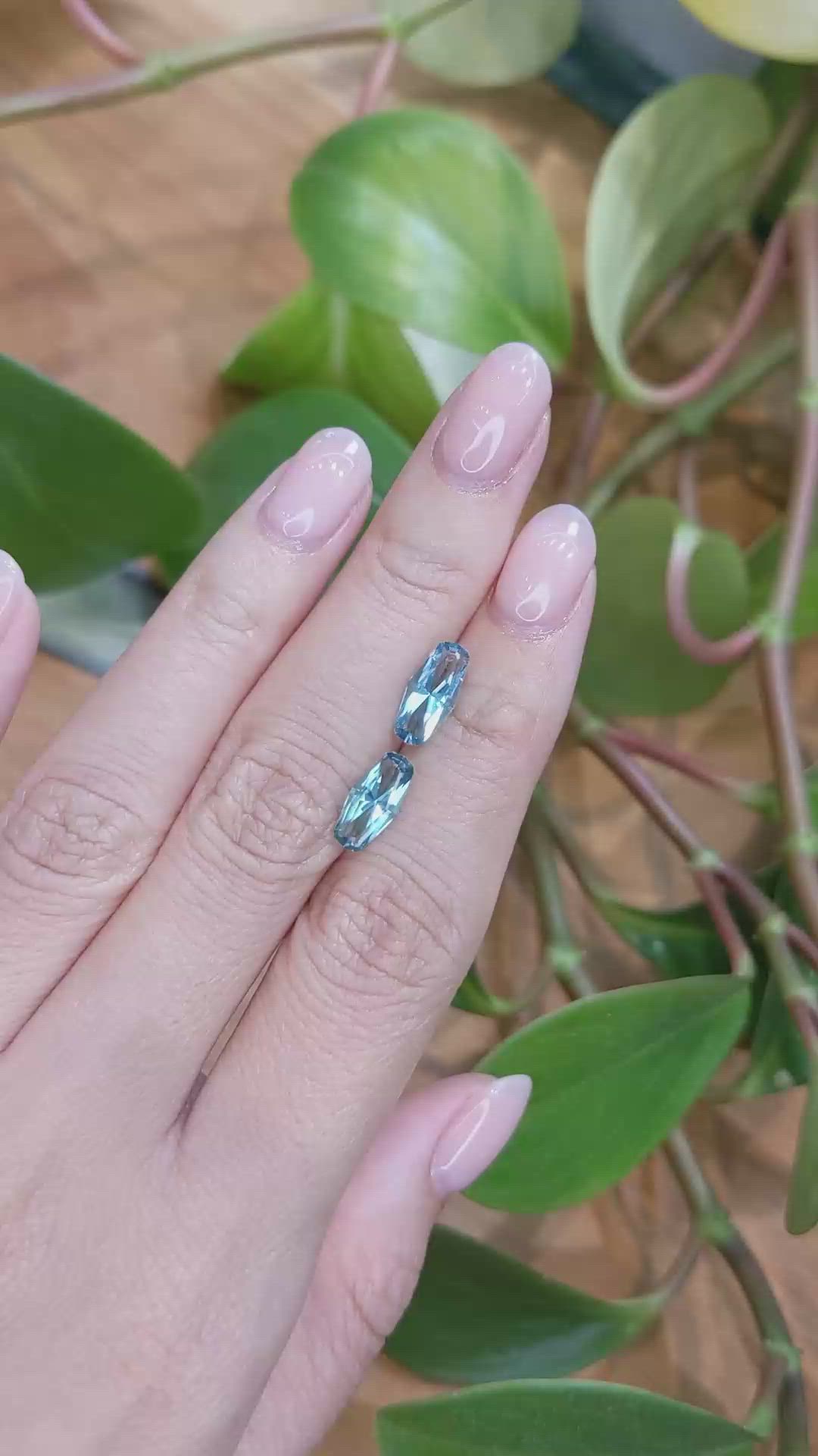 2.69 Ct.Tw.Total Carat Weight Blue Tourmaline Pair from Namibia Size Video