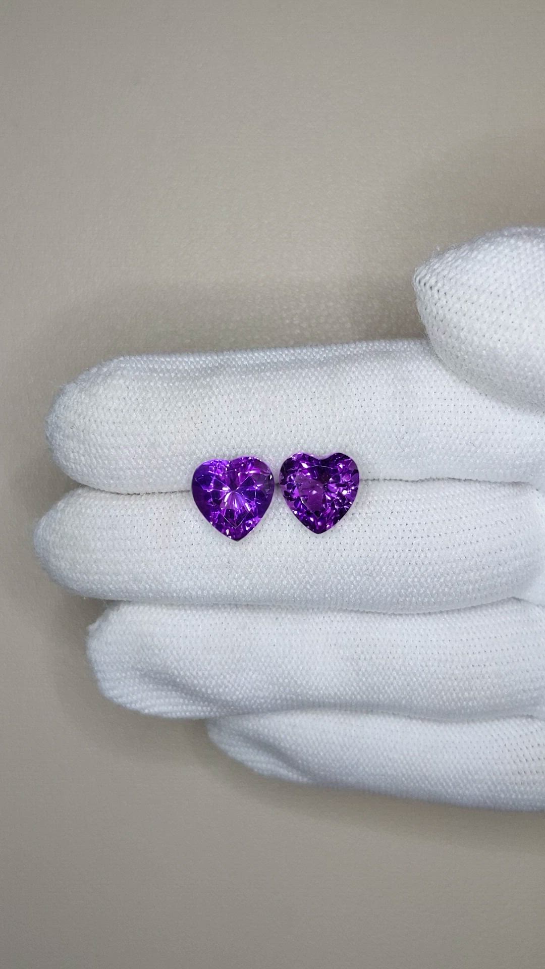 6.65 Ct.Tw.Total Carat Weight Purple Amethyst Pair from Brazil Size Video