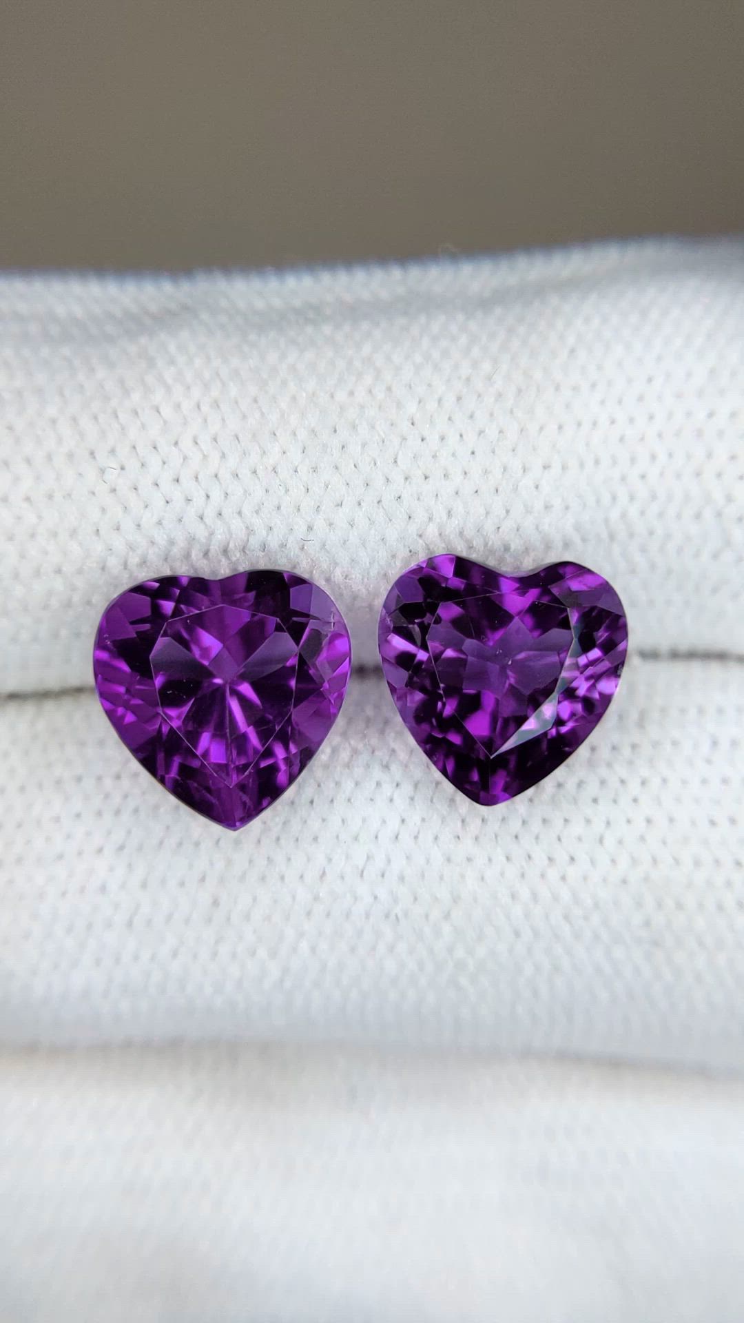 6.65 Ct.Tw.Total Carat Weight Purple Amethyst Pair from Brazil Size Video