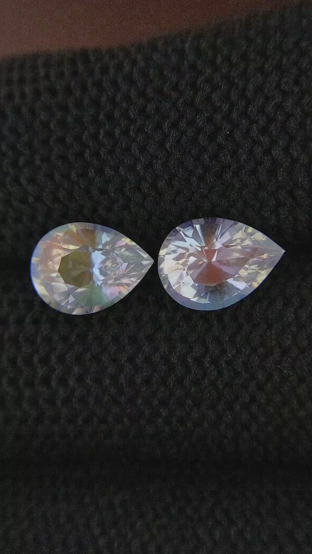 3.60&nbsp;Ct.Tw.Total Carat Weight White Moonstone Pair from Madagascar Size Video