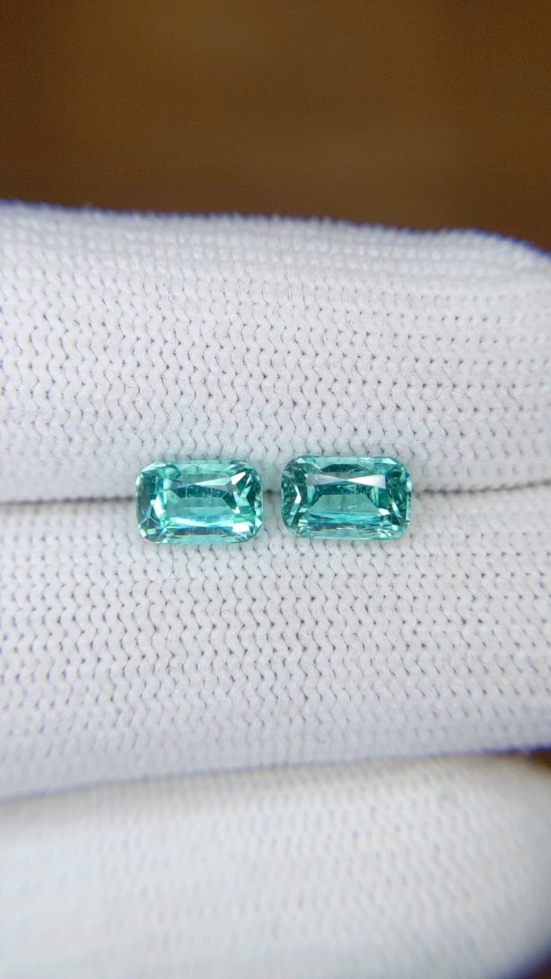1.99&nbsp;Ct.Tw.Total Carat Weight Greenish Blue Tourmaline Pair from Brazil Size Video