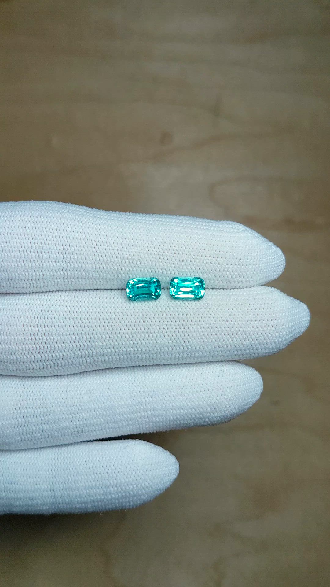1.99&nbsp;Ct.Tw.Total Carat Weight Greenish Blue Tourmaline Pair from Brazil Size Video