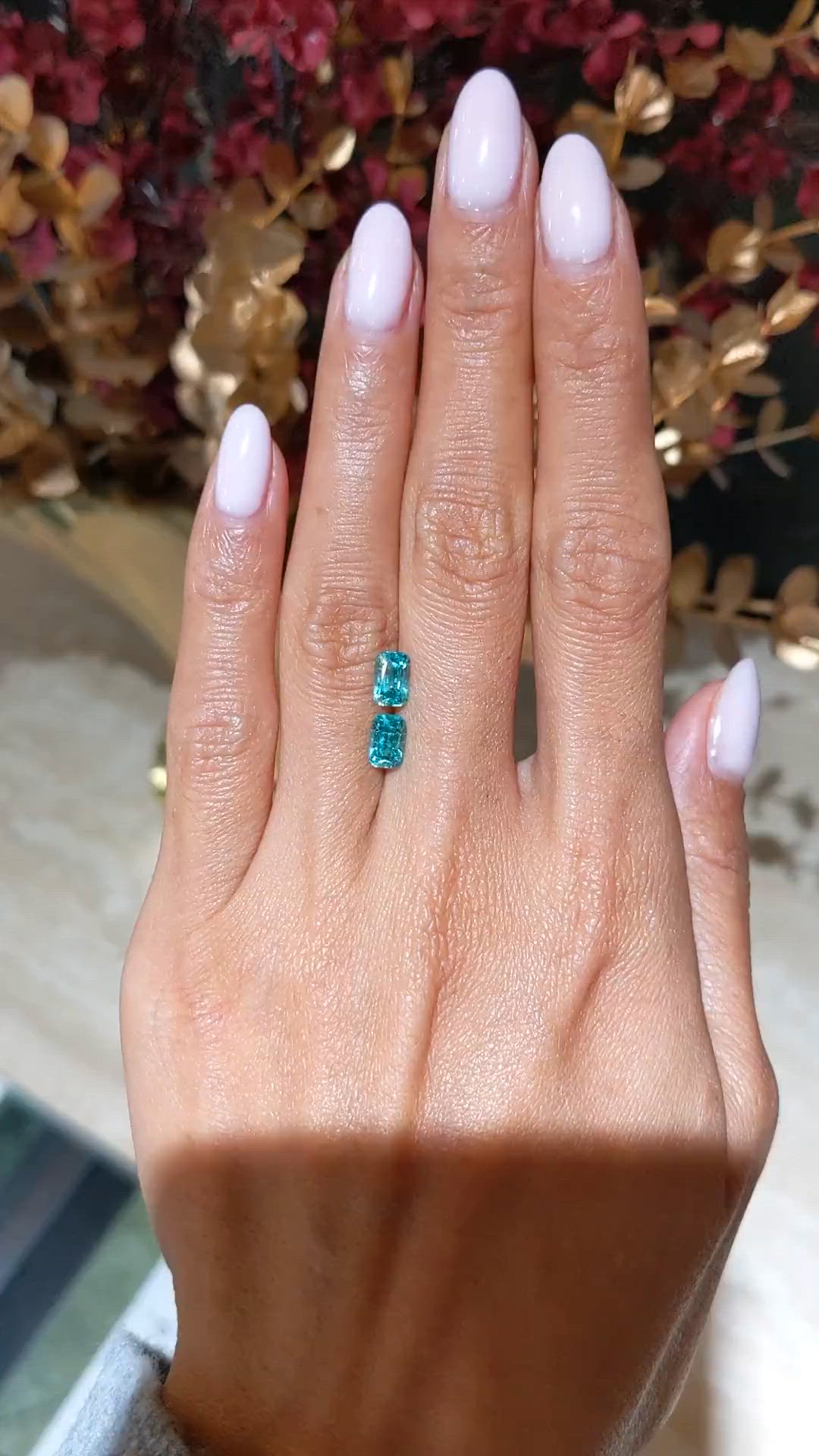 1.99&nbsp;Ct.Tw.Total Carat Weight Greenish Blue Tourmaline Pair from Brazil Size Video