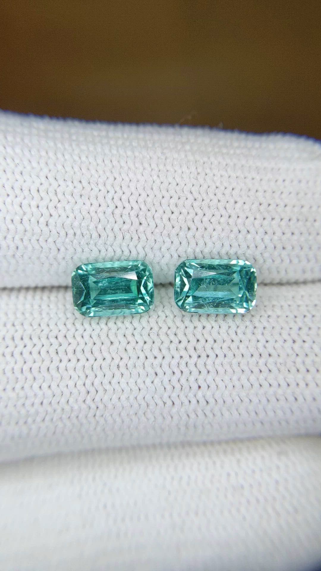 2.60&nbsp;Ct.Tw.Total Carat Weight Greenish Blue Tourmaline Pair from Brazil Size Video