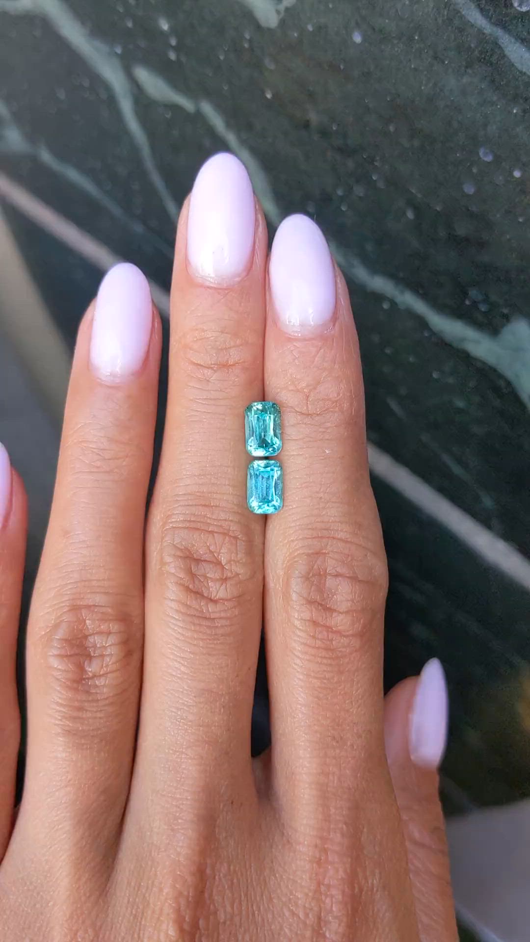 2.60&nbsp;Ct.Tw.Total Carat Weight Greenish Blue Tourmaline Pair from Brazil Size Video