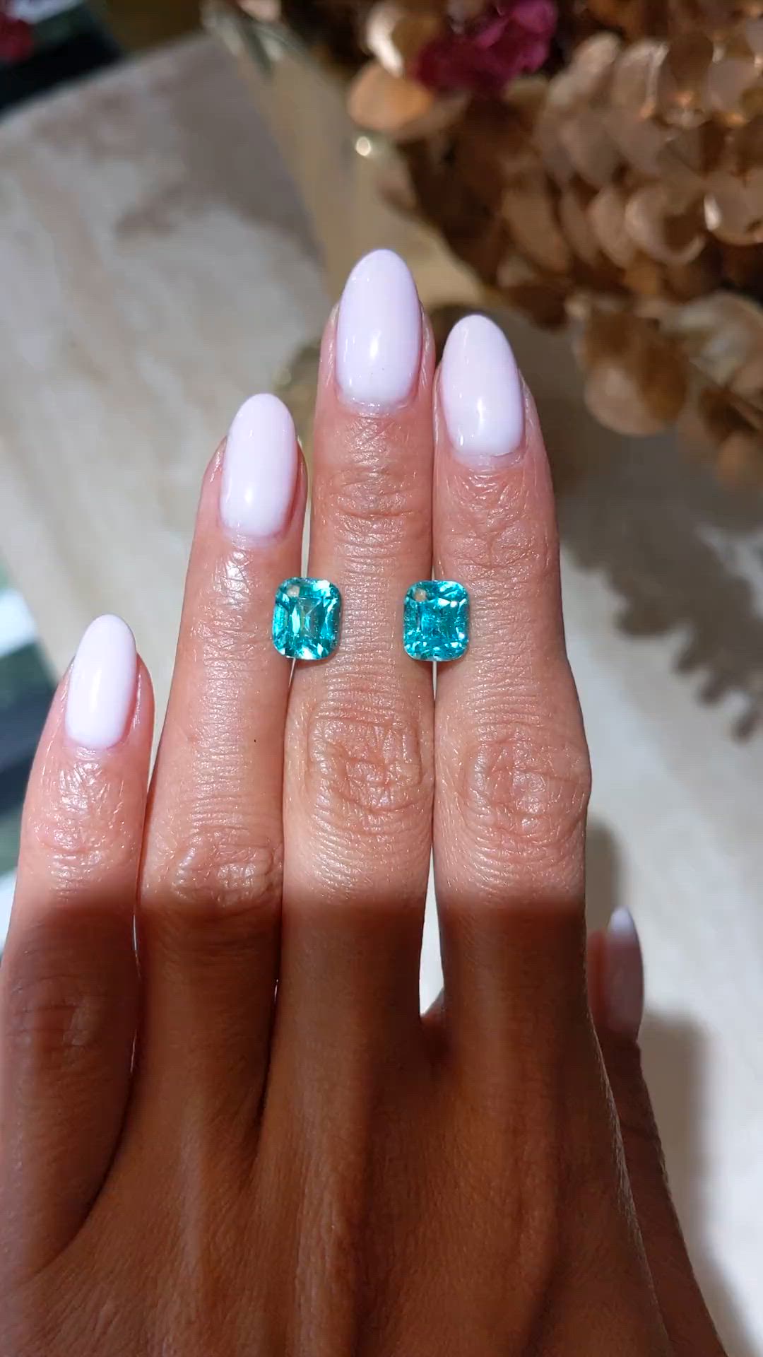 6.02&nbsp;Ct.Tw.Total Carat Weight Greenish Blue Tourmaline Pair from Brazil Size Video