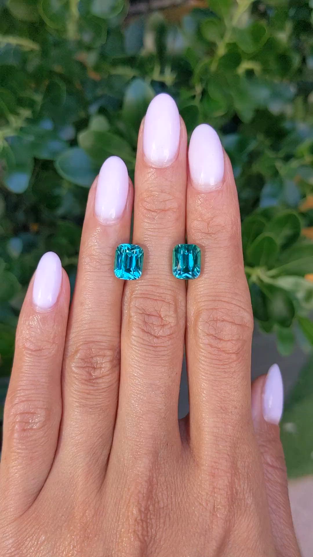 7.66 Ct.Tw.Total Carat Weight Greenish Blue Tourmaline Pair from Brazil Size Video