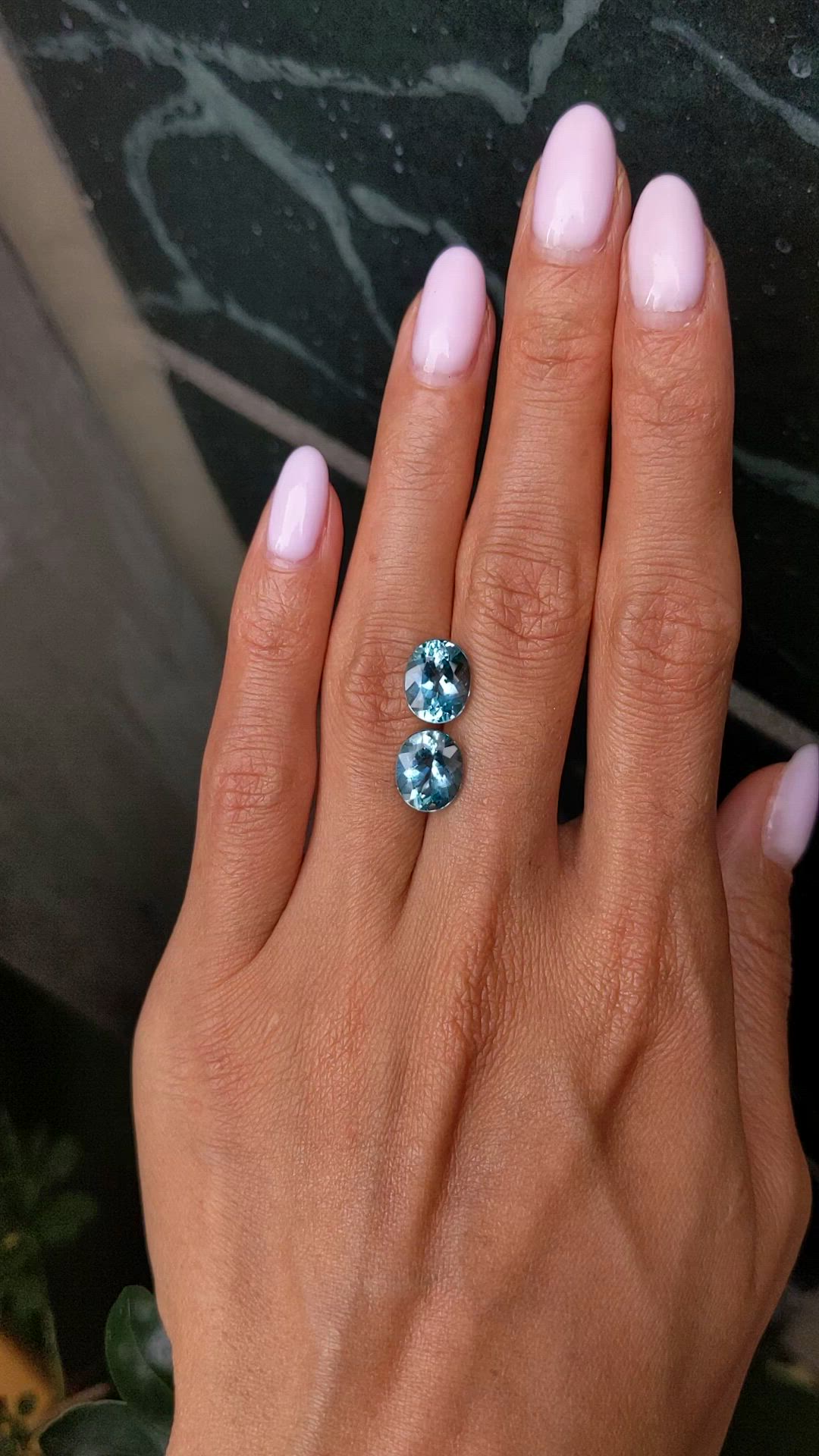 4.96&nbsp;Ct.Tw.Total Carat Weight Blue Aquamarine Pair from Tanzania Size Video