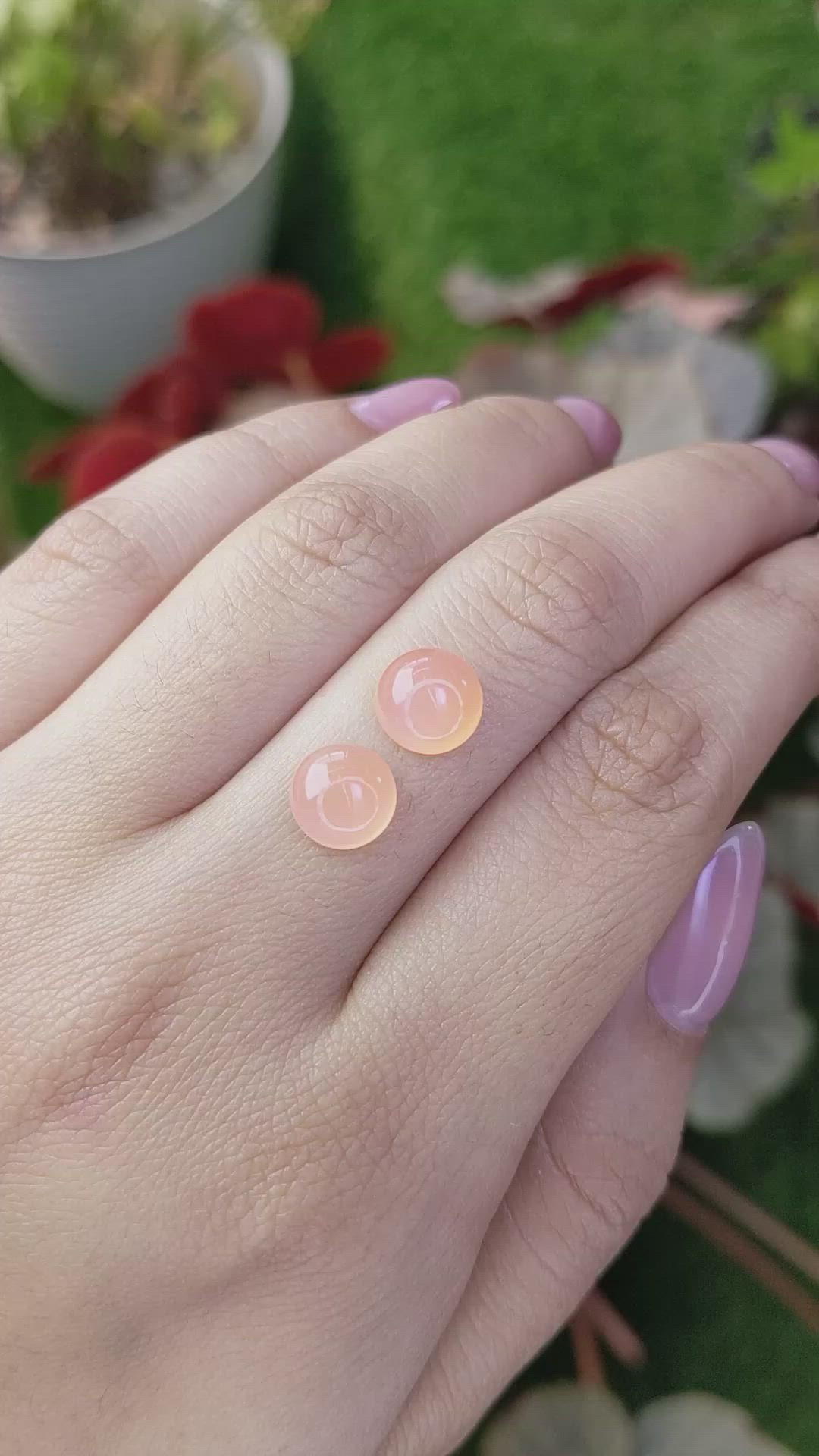 4.71&nbsp;Ct.Tw.Total Carat Weight Peach Cabochon Moonstone Pair from Ceylon (Sri Lanka) Size Video